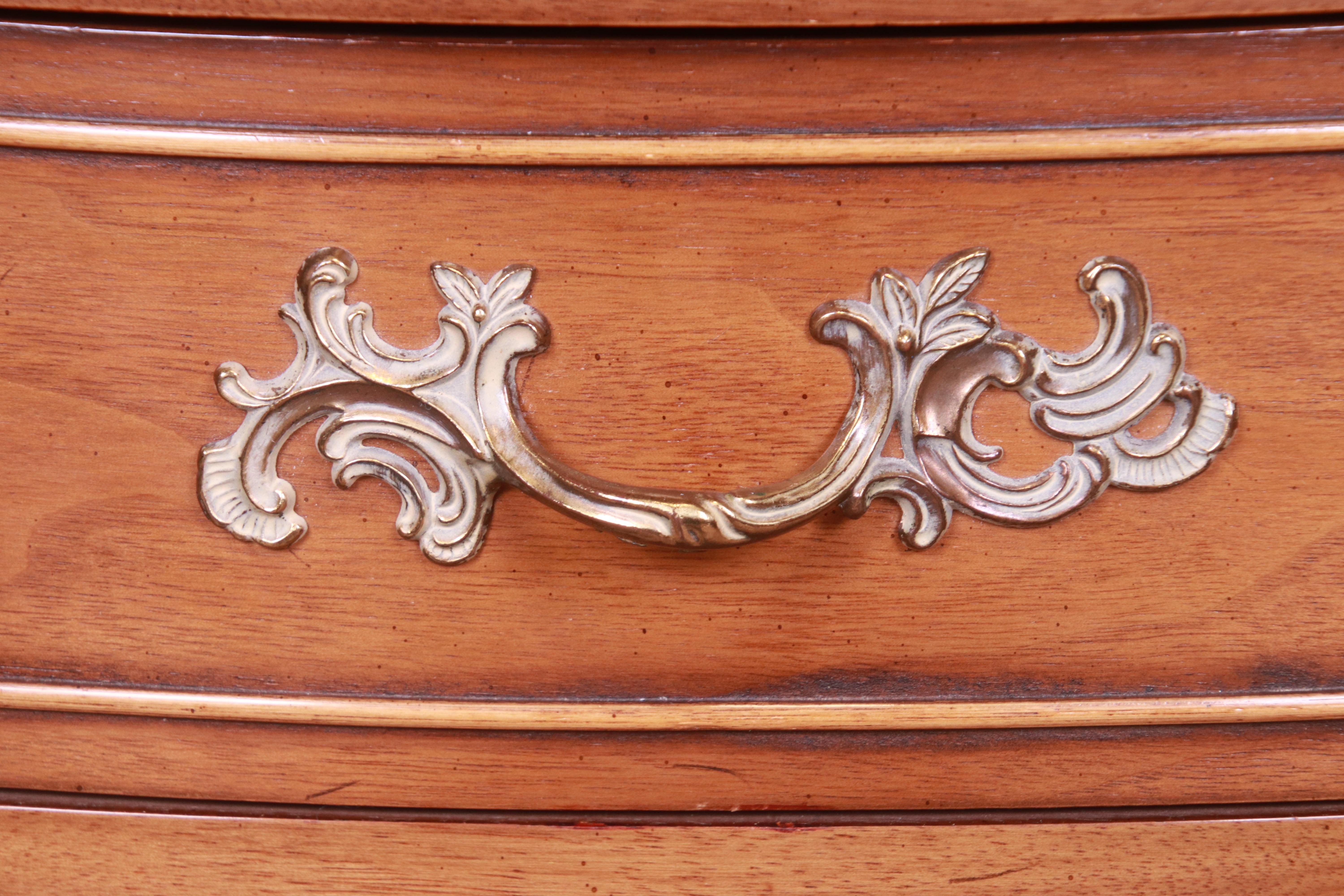 Drexel French Provincial Louis XV Carved Walnut Nightstand, circa 1950s 3