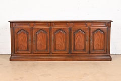 Drexel French Provincial Louis XV Carved Walnut Sideboard or Bar Cabinet