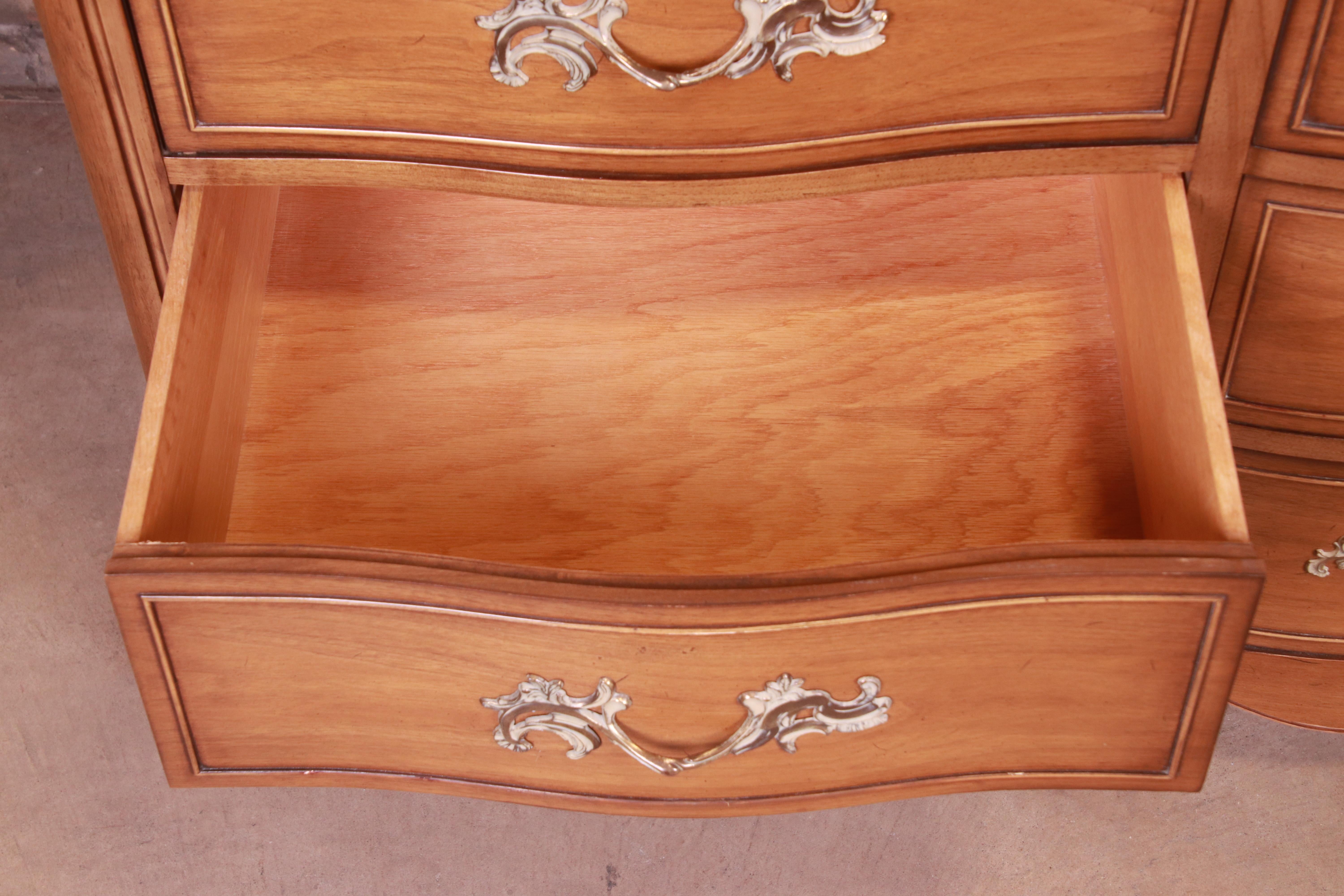 Drexel French Provincial Louis XV Carved Walnut Triple Dresser, circa 1950s 5