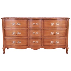 Vintage Drexel French Provincial Louis XV Carved Walnut Triple Dresser, circa 1950s