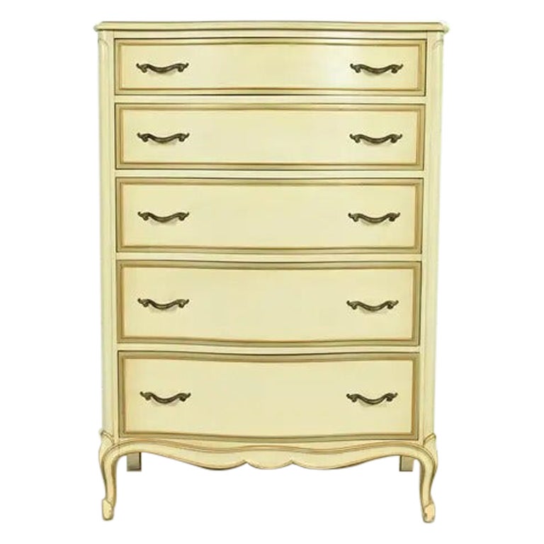 Drexel French Provincial Louis XV Cream Lacquered Highboy Dresser, 1956 For  Sale at 1stDibs