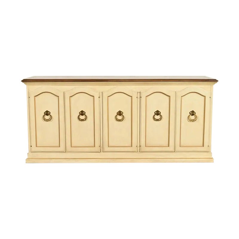 Drexel French Provincial Louis XV Cream Lacquered Sideboard Credenza, 1960s For Sale