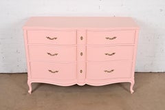 Drexel French Provincial Louis XV Pink Lacquered Dresser, Newly Refinished
