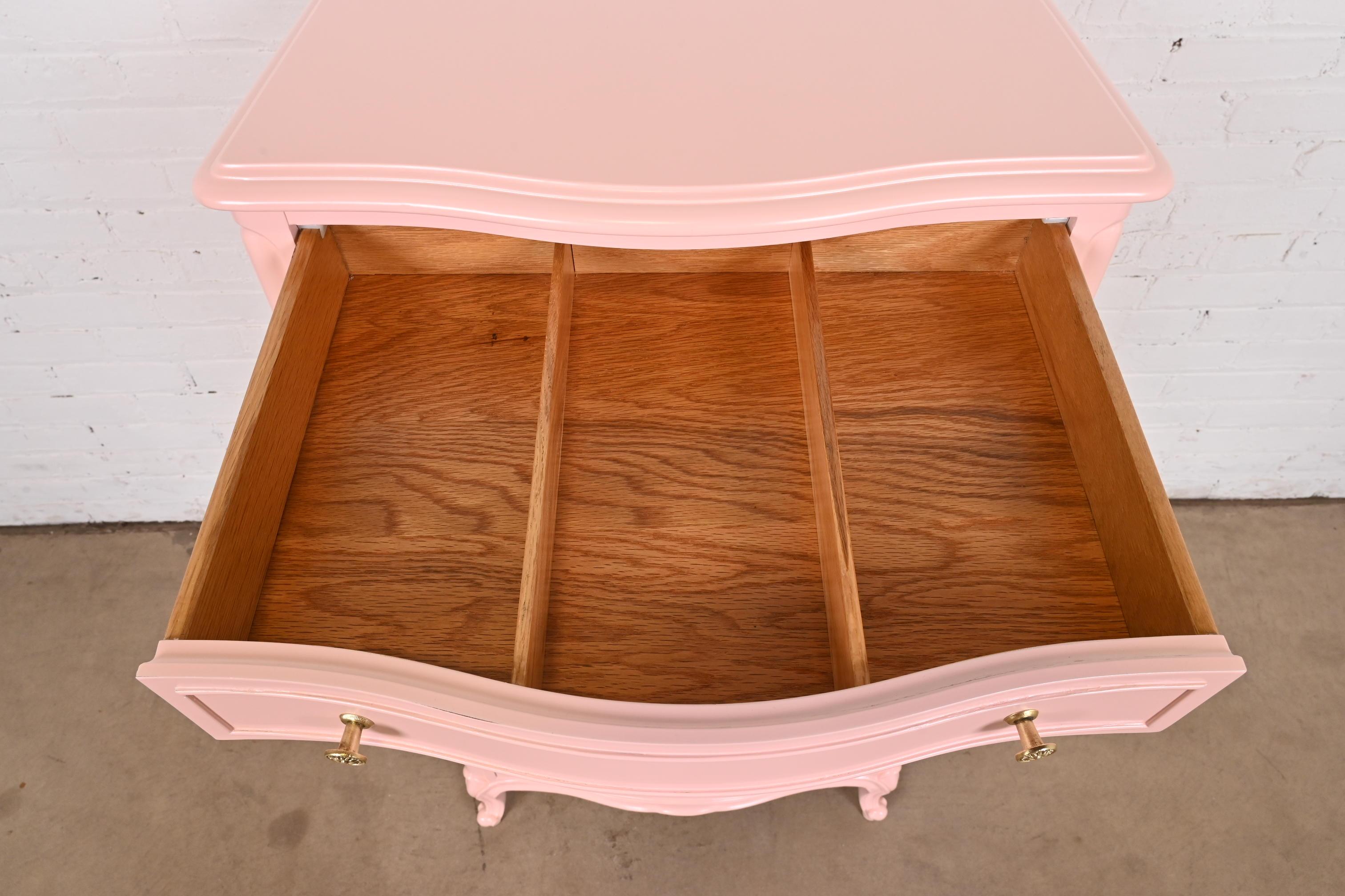 Drexel French Provincial Louis XV Pink Lacquered Lingerie Chest or Semainier For Sale 5