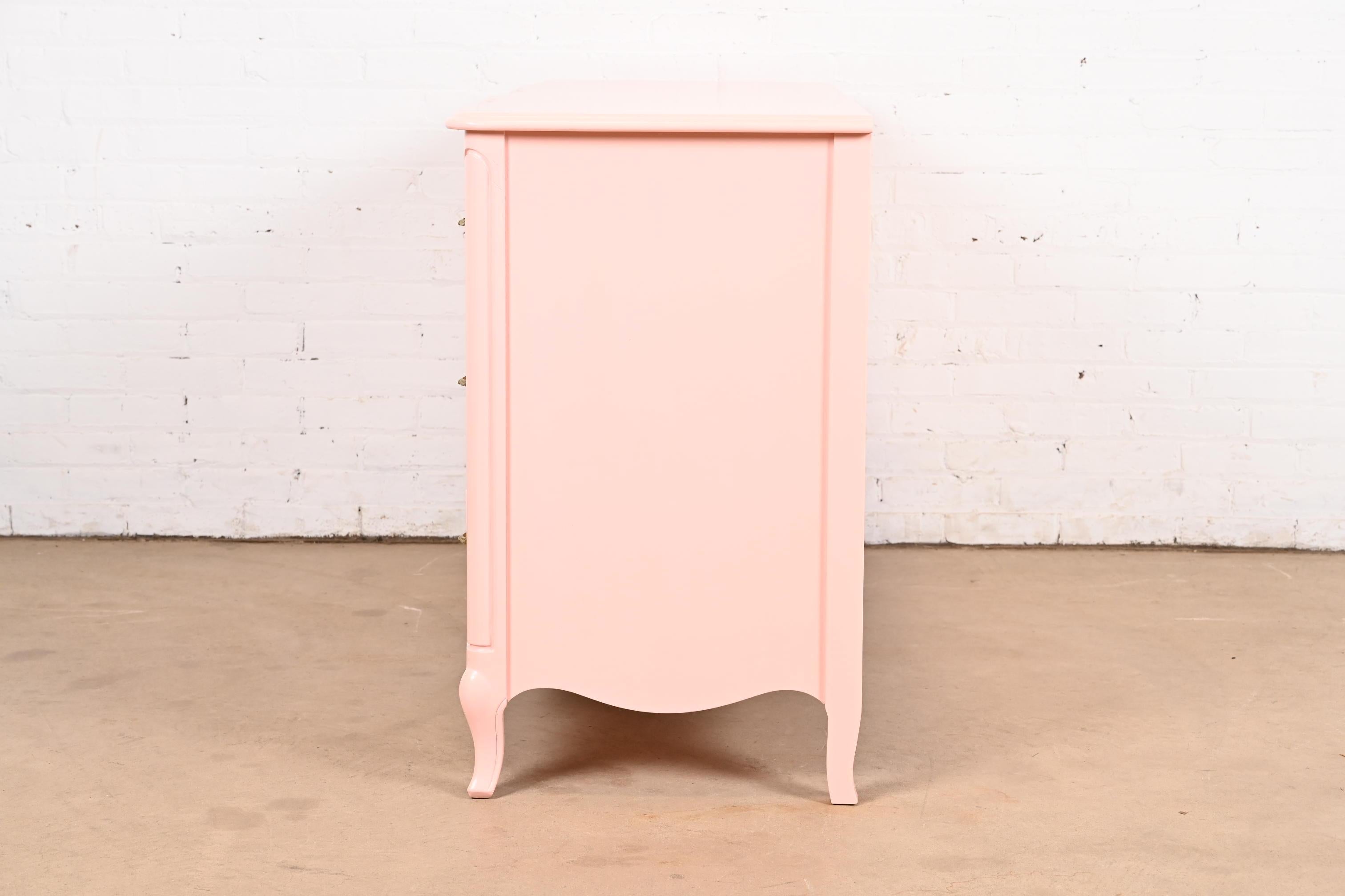 Drexel French Provincial Louis XV Pink Lacquered Triple Dresser, Refinished 4