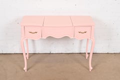 Drexel Französisch Provincial Louis XV Rosa lackiert Waschtisch mit Flip-up-Spiegel