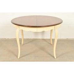 Drexel French Provincial Louis XV Walnut and Cream Lacquered Dining Table, 1962