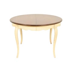 Drexel French Provincial Louis XV Walnut and Cream Lacquered Dining Table, 1962