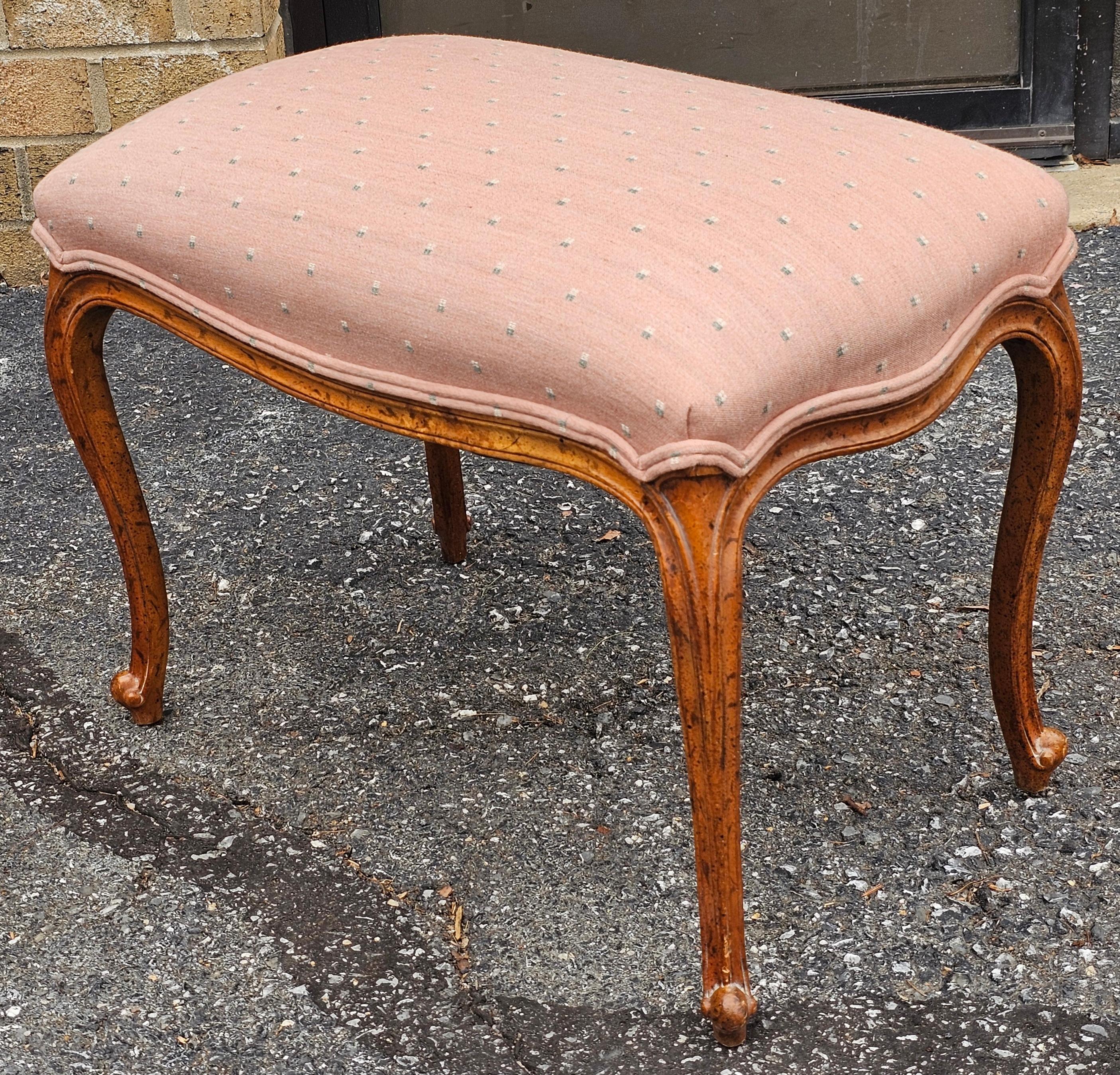 Drexel French Provincial Style Walnut Mirrored Vanity Table with Bench For Sale 5