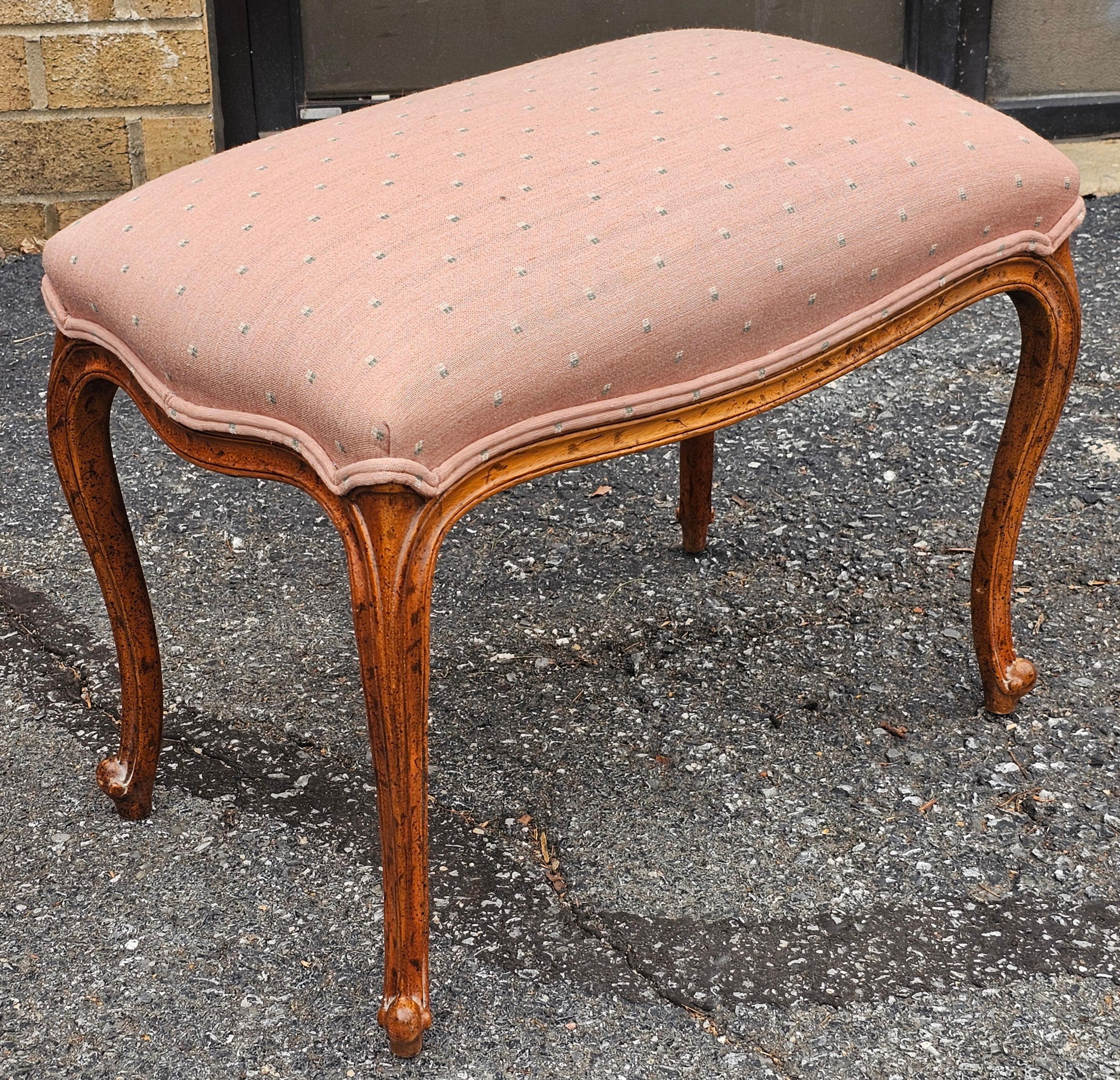 Drexel French Provincial Style Walnut Mirrored Vanity Table with Bench For Sale 6