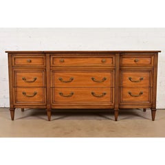 Drexel French Regency Louis XVI Carved Fruitwood Triple Dresser, Circa 1960s