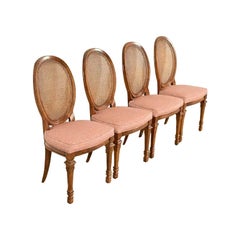 Drexel French Regency Louis XVI Carved Walnut Dining Chairs  Set of Four