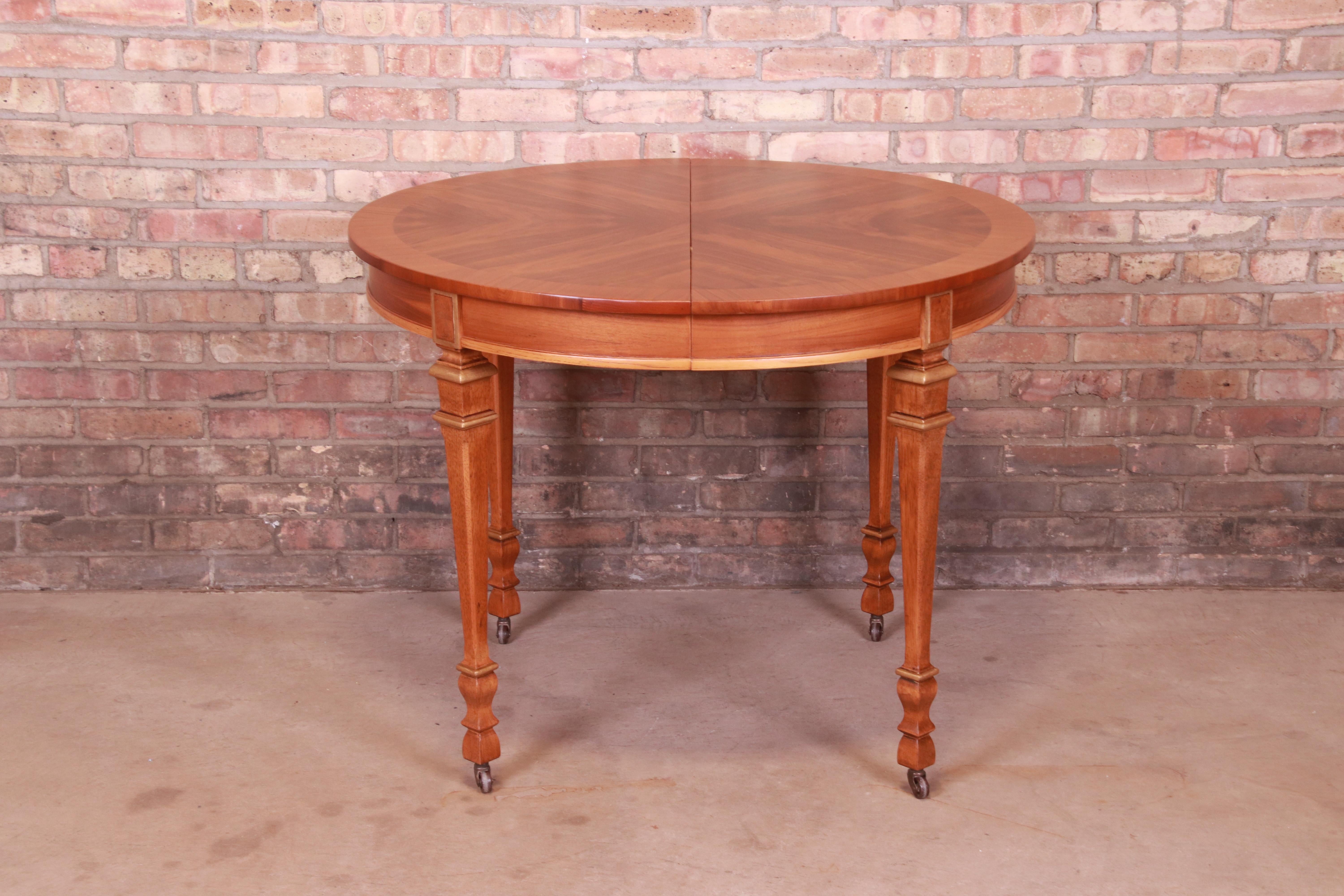 Drexel French Regency Louis XVI Walnut and Gold Gilt Dining Table, Refinished 6