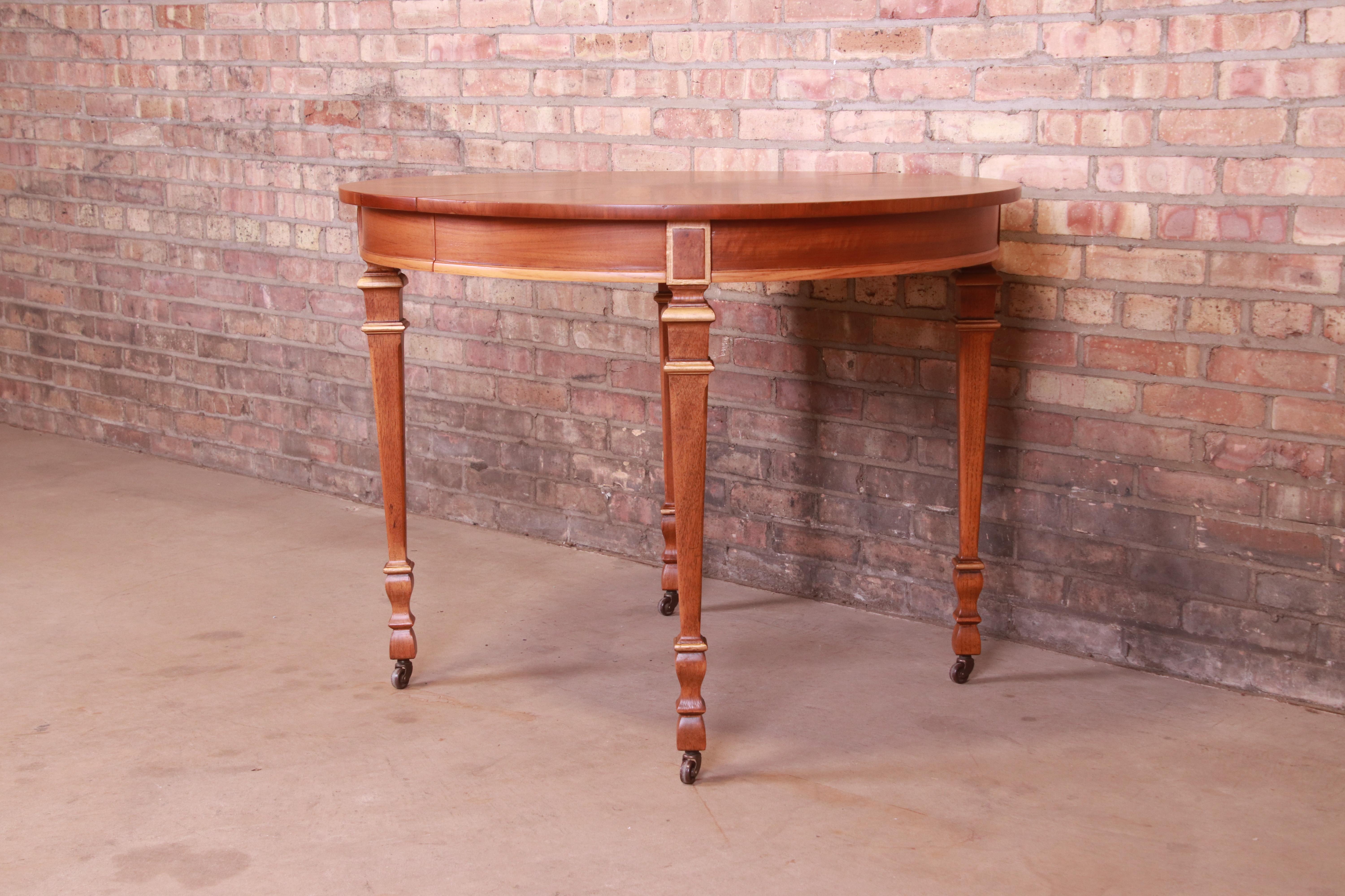 Drexel French Regency Louis XVI Walnut and Gold Gilt Dining Table, Refinished 9