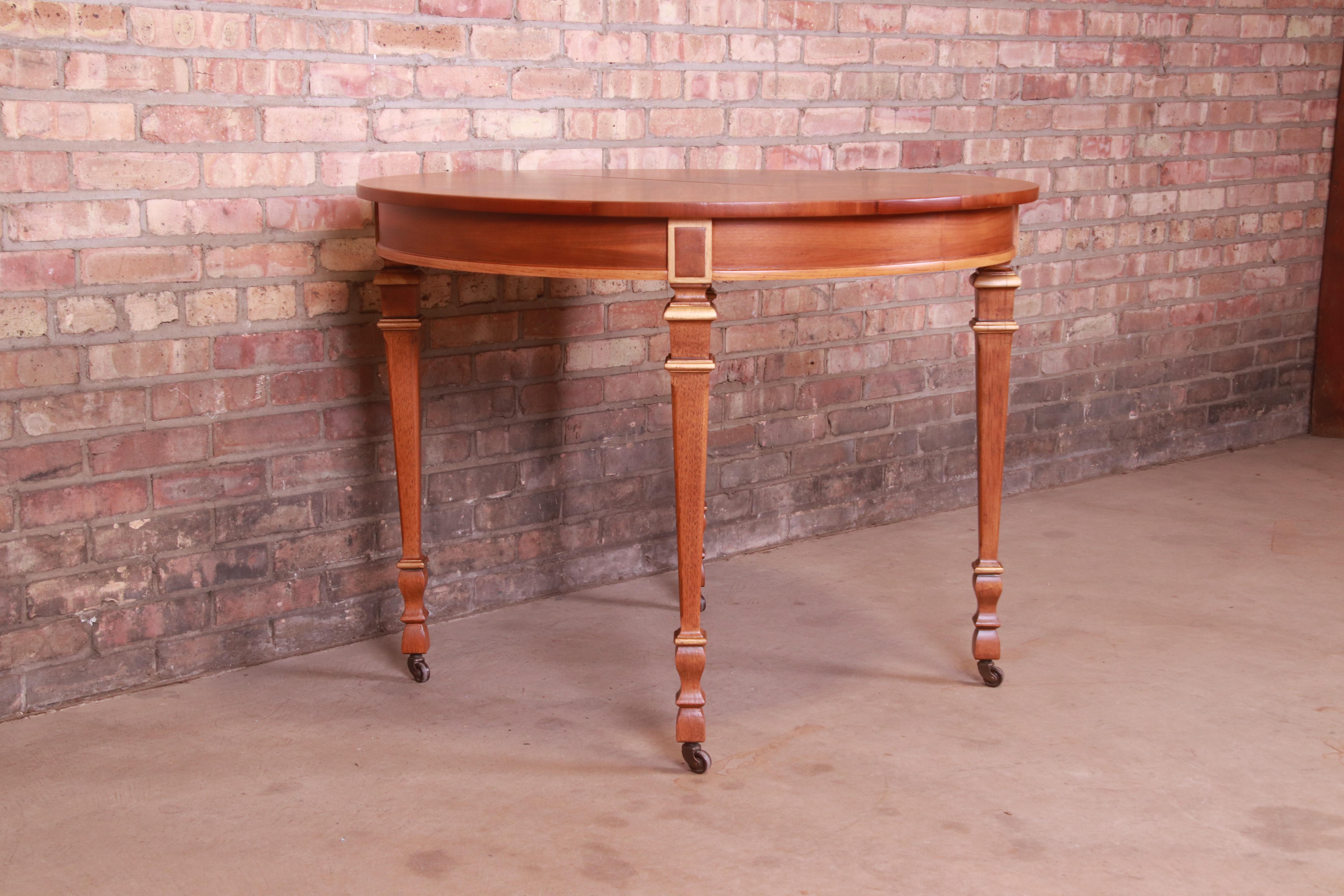 Drexel French Regency Louis XVI Walnut and Gold Gilt Dining Table, Refinished 11