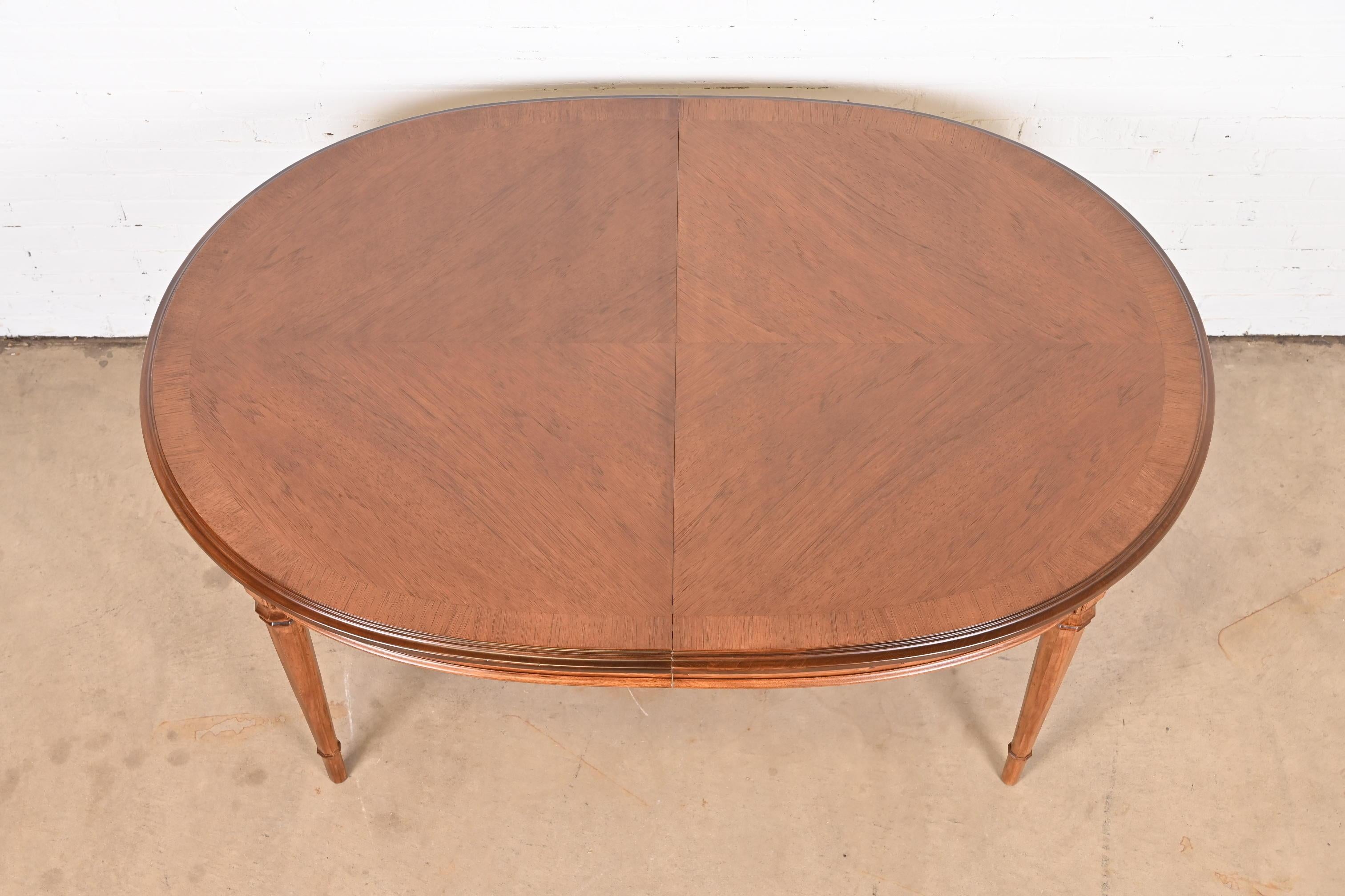 Drexel French Regency Louis XVI Walnut Extension Dining Table, Newly Refinished 7