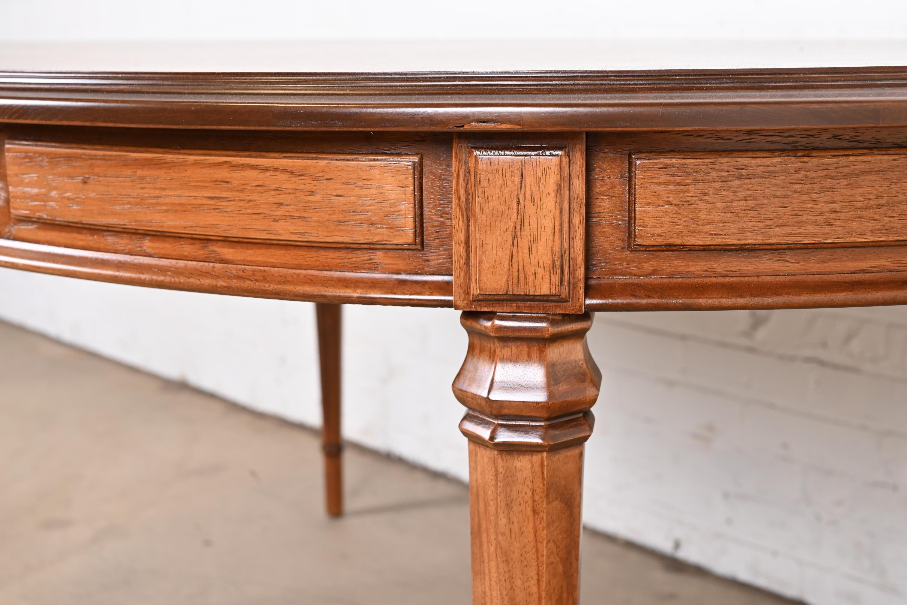 Drexel French Regency Louis XVI Walnut Extension Dining Table, Newly Refinished 8