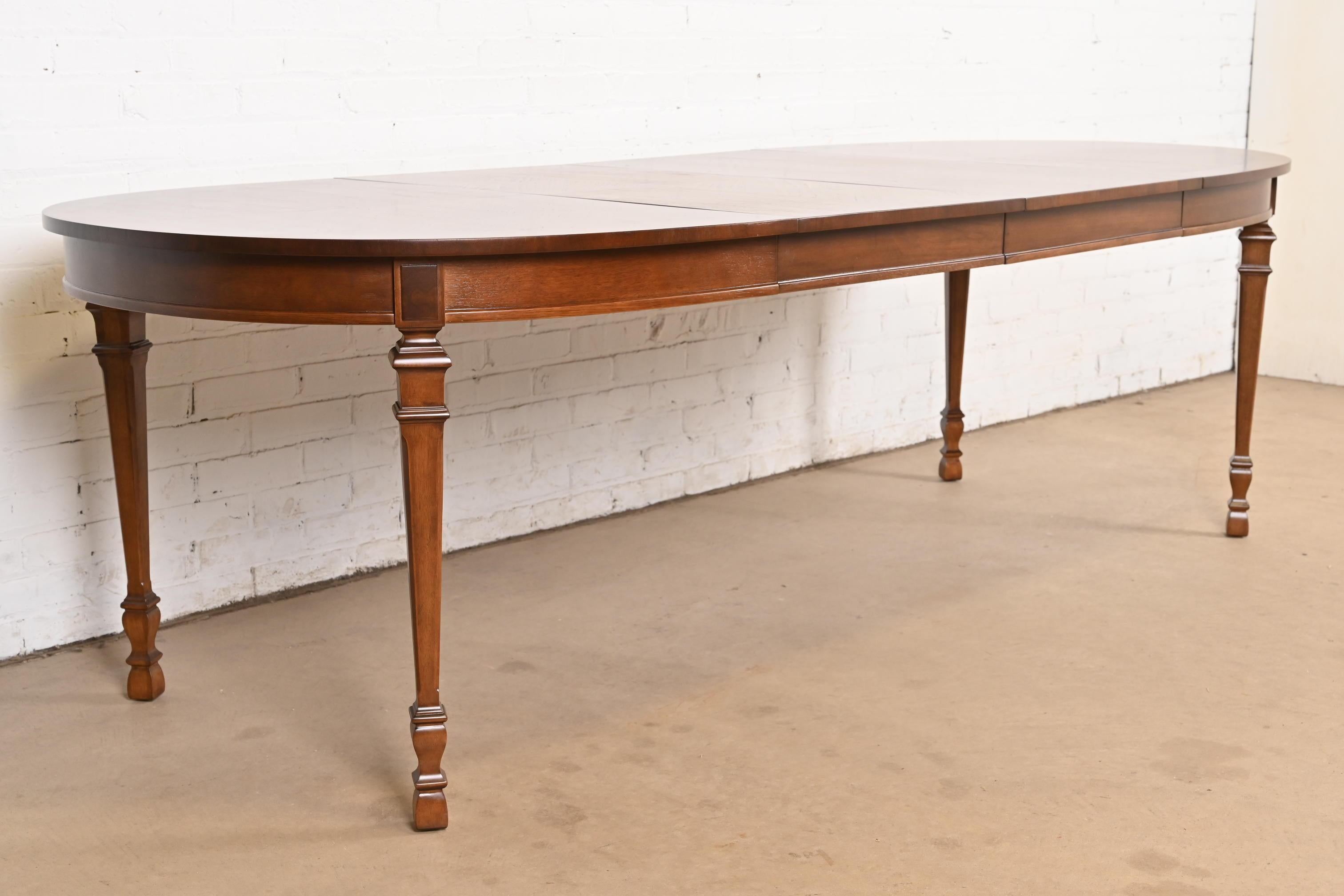Mid-20th Century Drexel French Regency Louis XVI Walnut Extension Dining Table, Newly Refinished For Sale