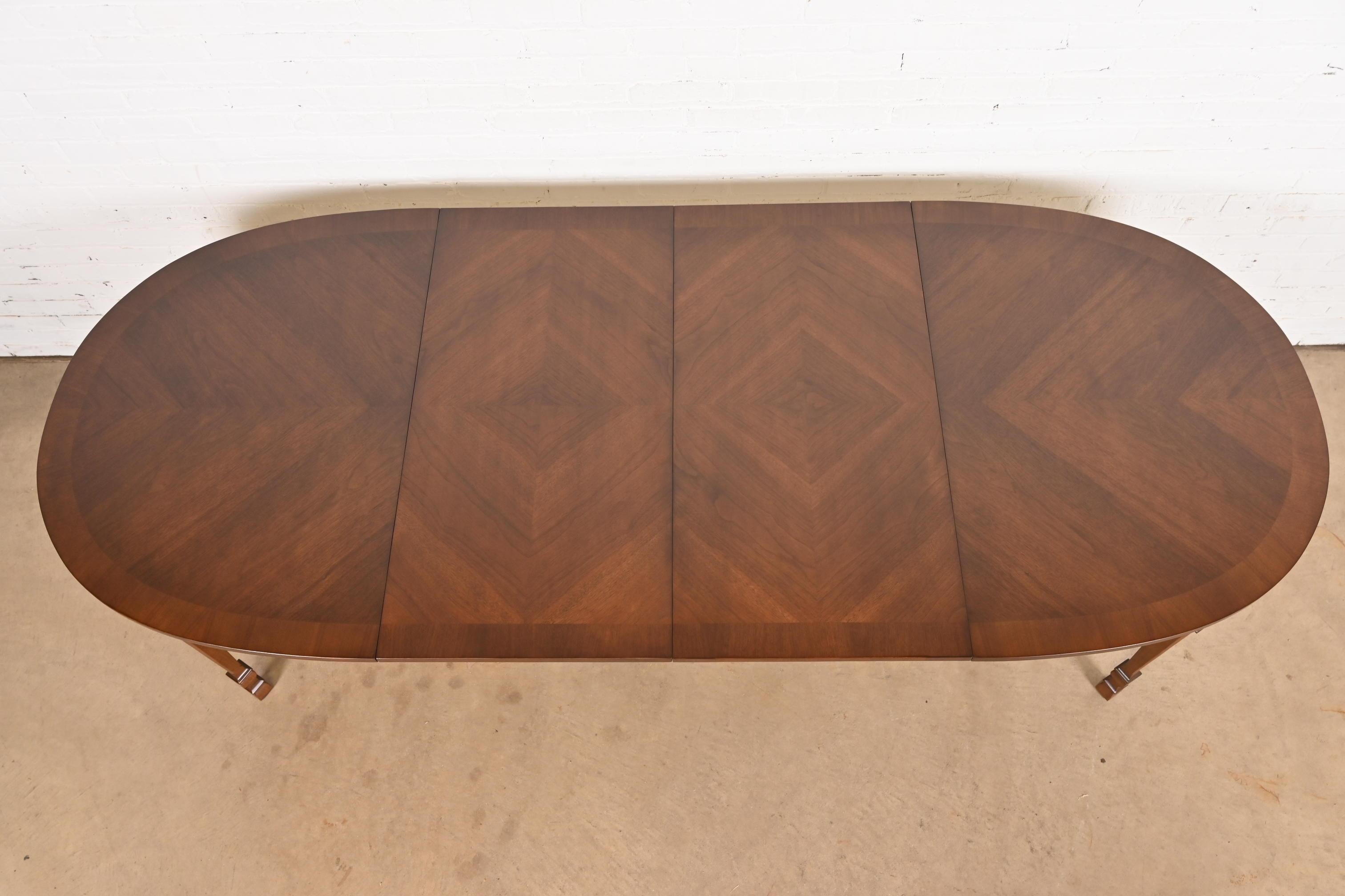 Drexel French Regency Louis XVI Walnut Extension Dining Table, Newly Refinished For Sale 1