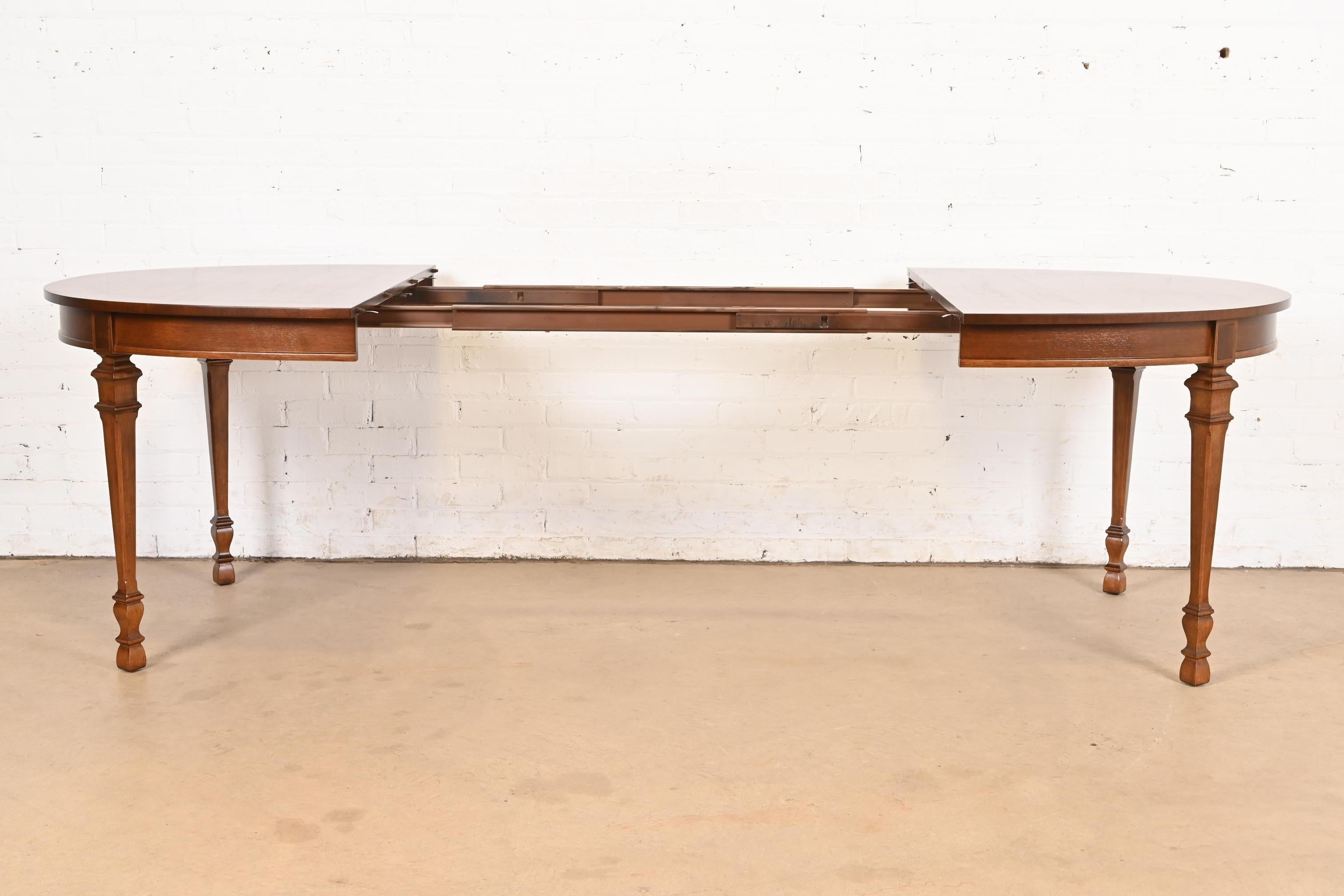 Drexel French Regency Louis XVI Walnut Extension Dining Table, Newly Refinished For Sale 2