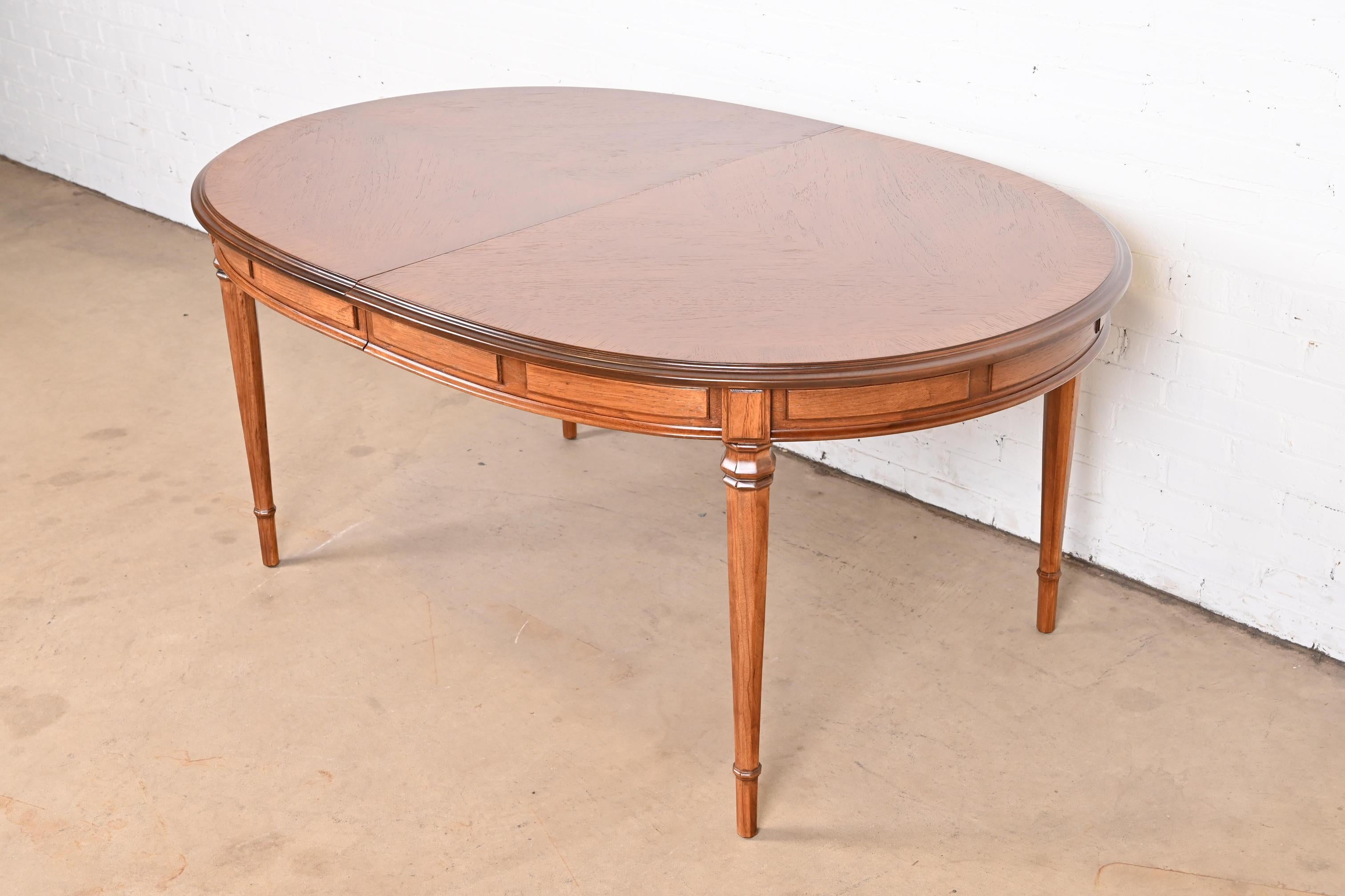 Drexel French Regency Louis XVI Walnut Extension Dining Table, Newly Refinished 3