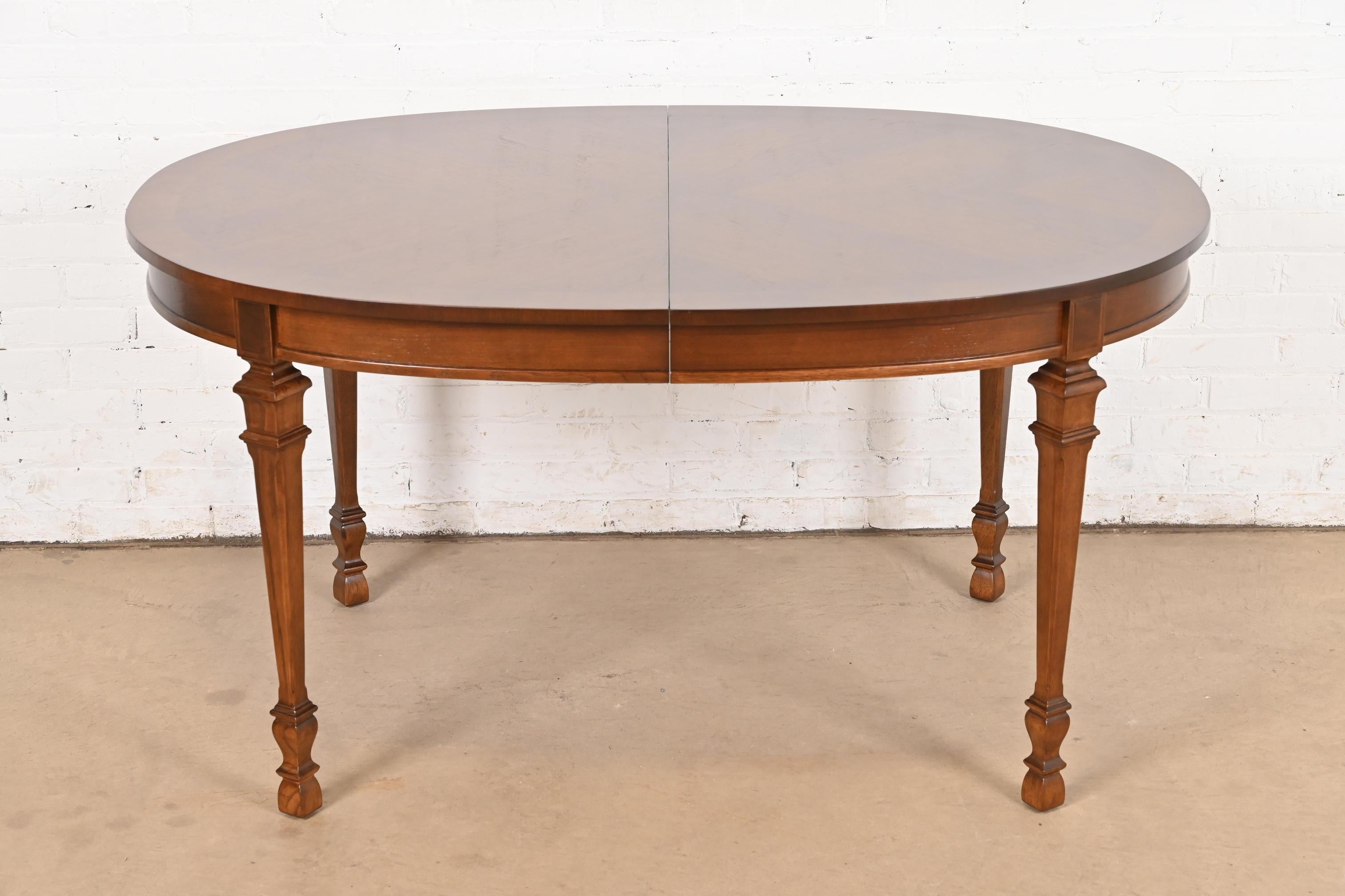 Drexel French Regency Louis XVI Walnut Extension Dining Table, Newly Refinished For Sale 3