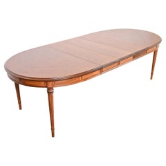 Drexel French Regency Louis XVI Walnut Extension Dining Table, Newly Refinished