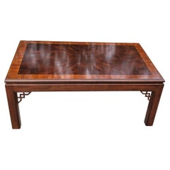 Vintage Drexel Furniture Chippendale Collection Burled Mahogany Coffee Table