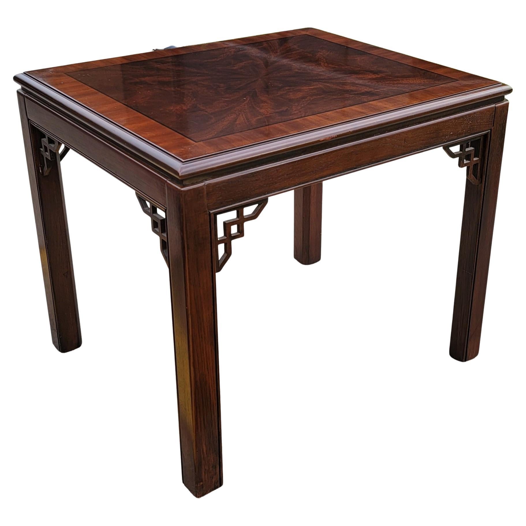 Woodwork Drexel Furniture Chippendale Collection Burled Mahogany Side Table For Sale