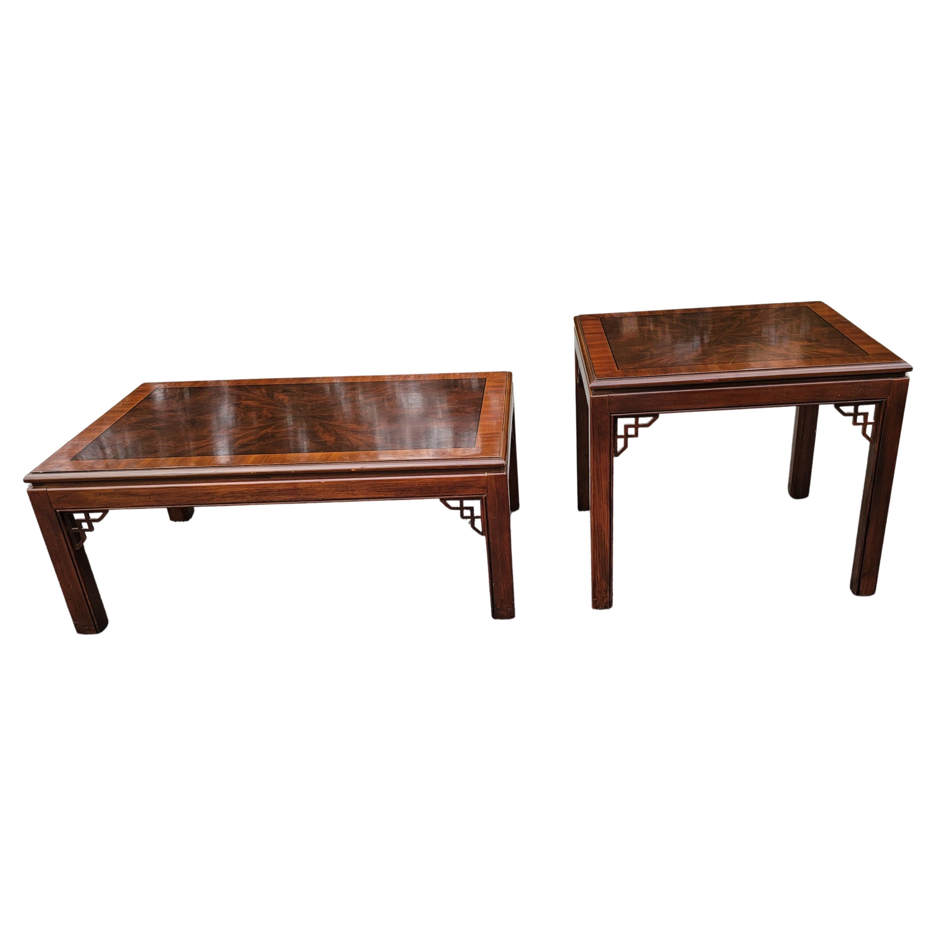 Drexel Furniture Chippendale Collection Burled Mahogany Side Table For Sale 2