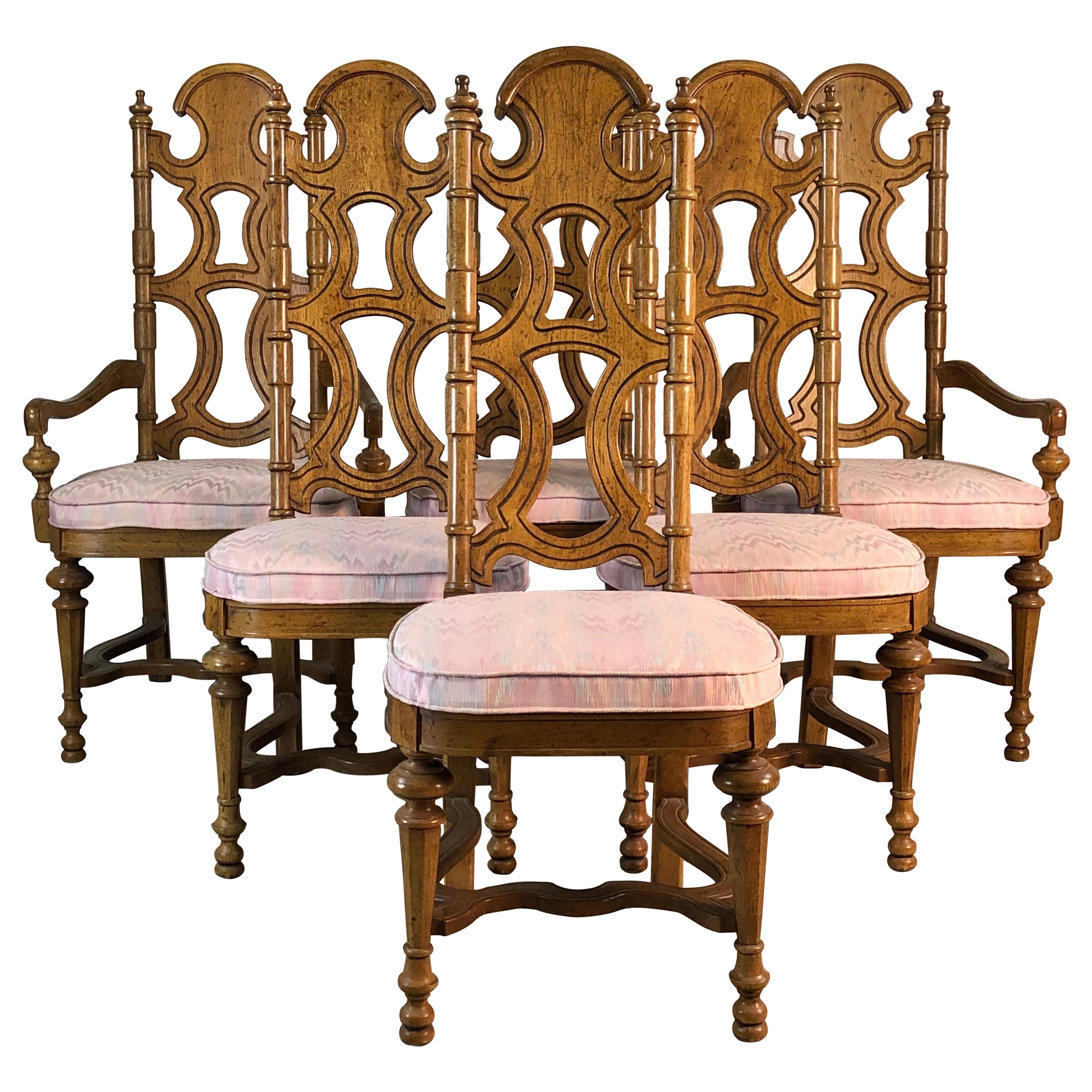 Drexel Furniture Co High Back Dining Chairs, Set of 6 For Sale
