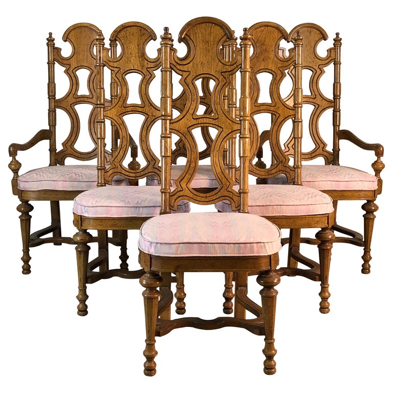 Drexel Furniture Co High Back Dining, High Back Oak Dining Chairs Set Of 6