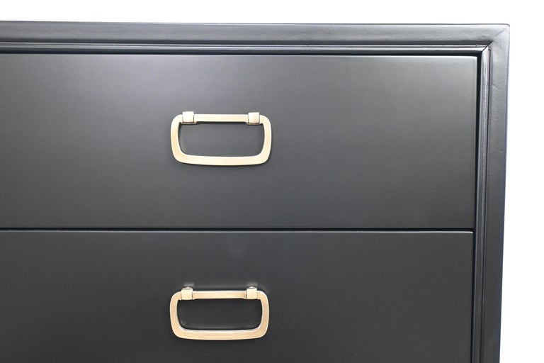 Drexel Furniture MidCentury Modern Black Lacquered Dresser with Brass