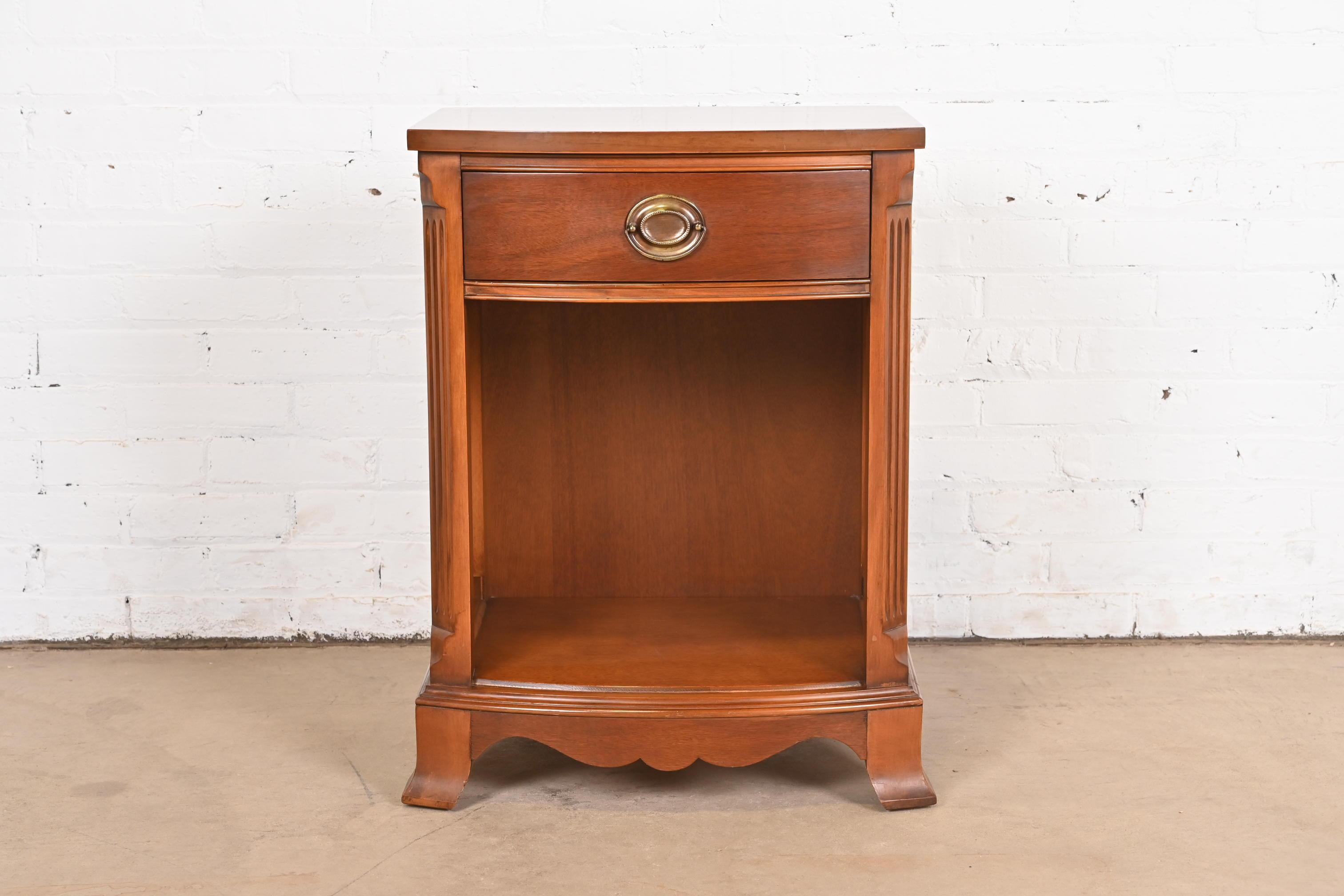American Drexel Georgian Carved Mahogany Nightstand, 1950s For Sale