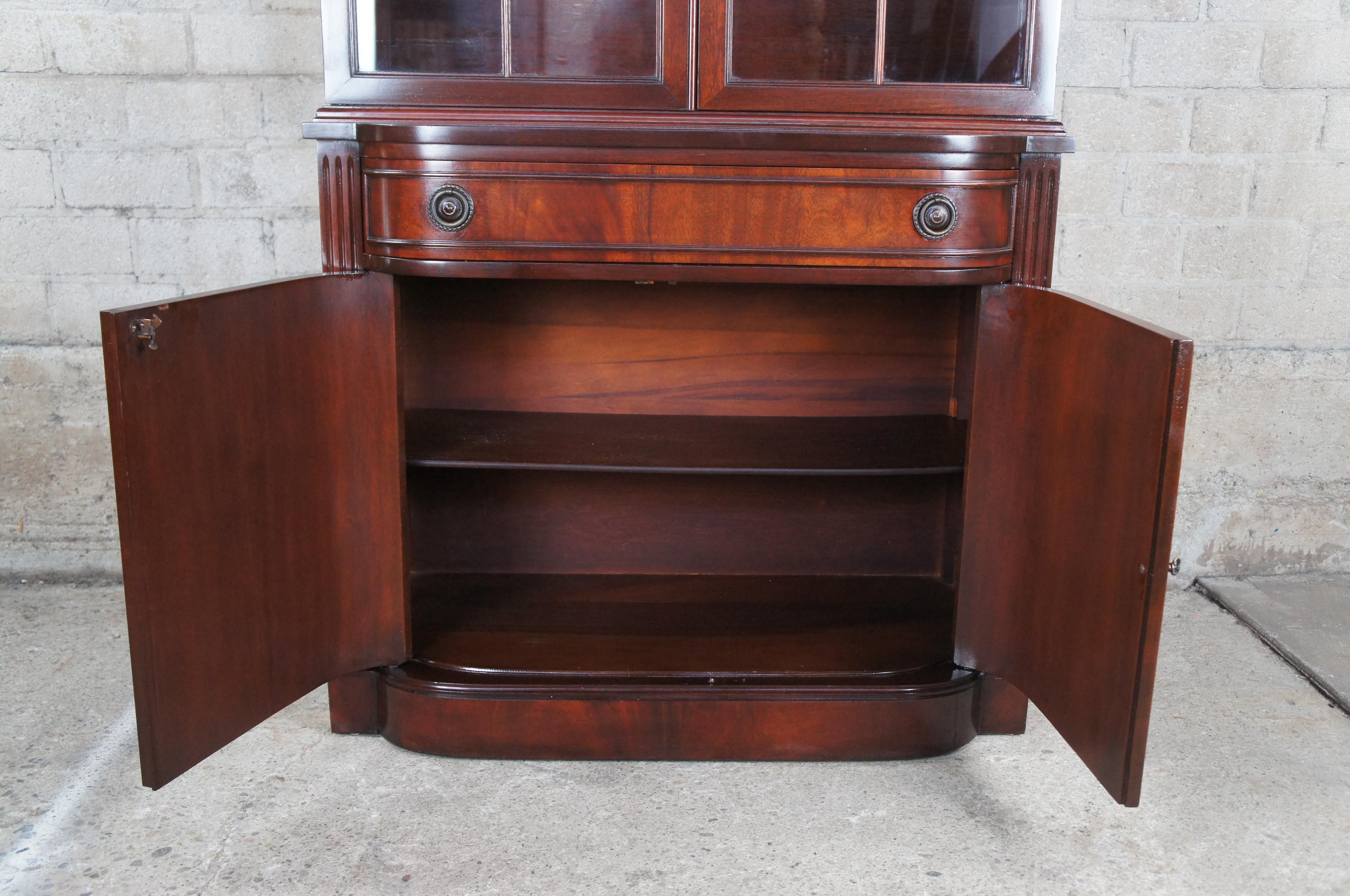 Drexel Georgian Crotch Mahogany Bowfront China Cupboard Curio Bookcase Cabinet 1