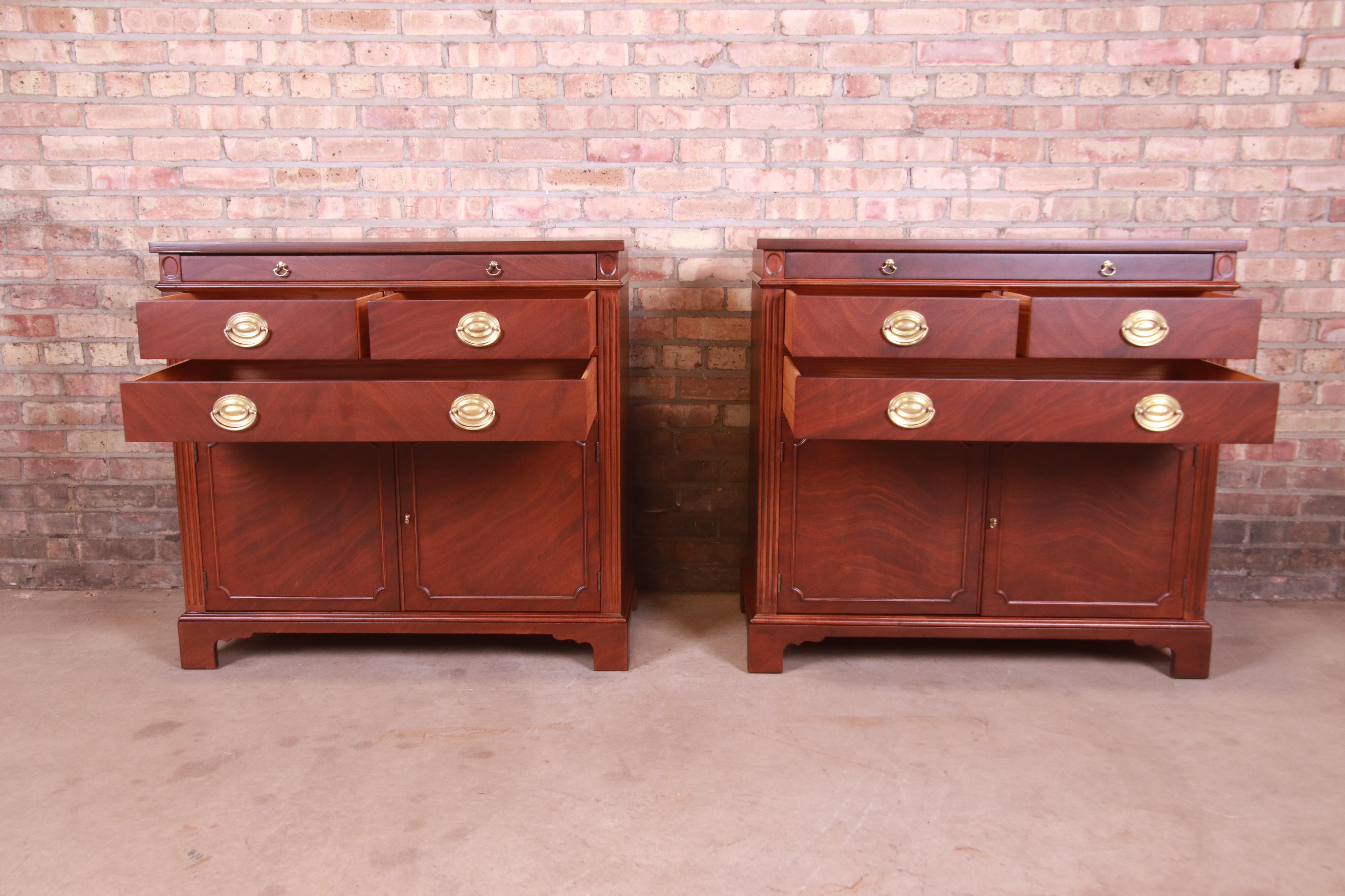 Drexel Georgian Mahogany Bar Cabinets, Newly Refinished 5