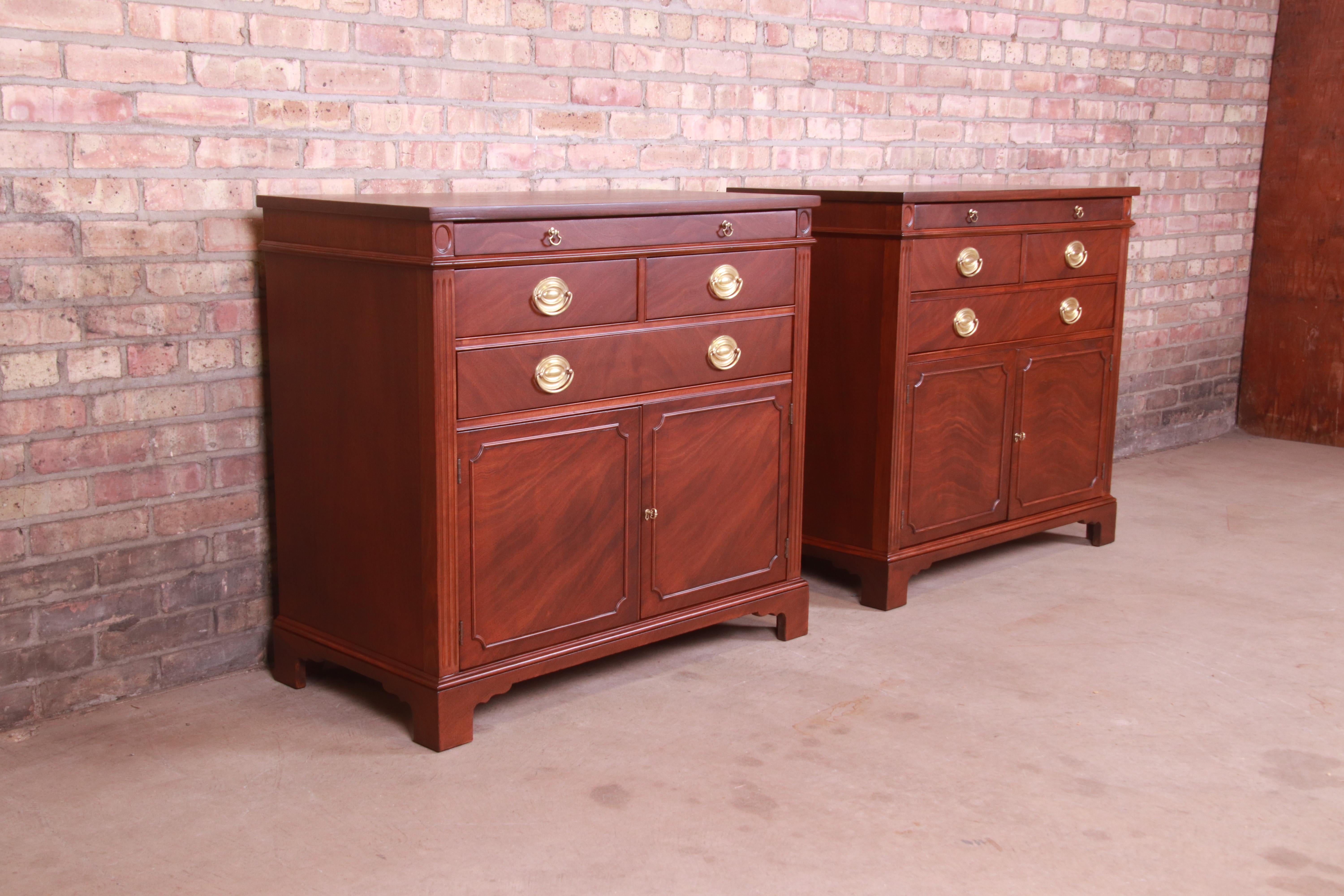 Drexel Georgian Mahogany Bar Cabinets, Newly Refinished In Good Condition In South Bend, IN