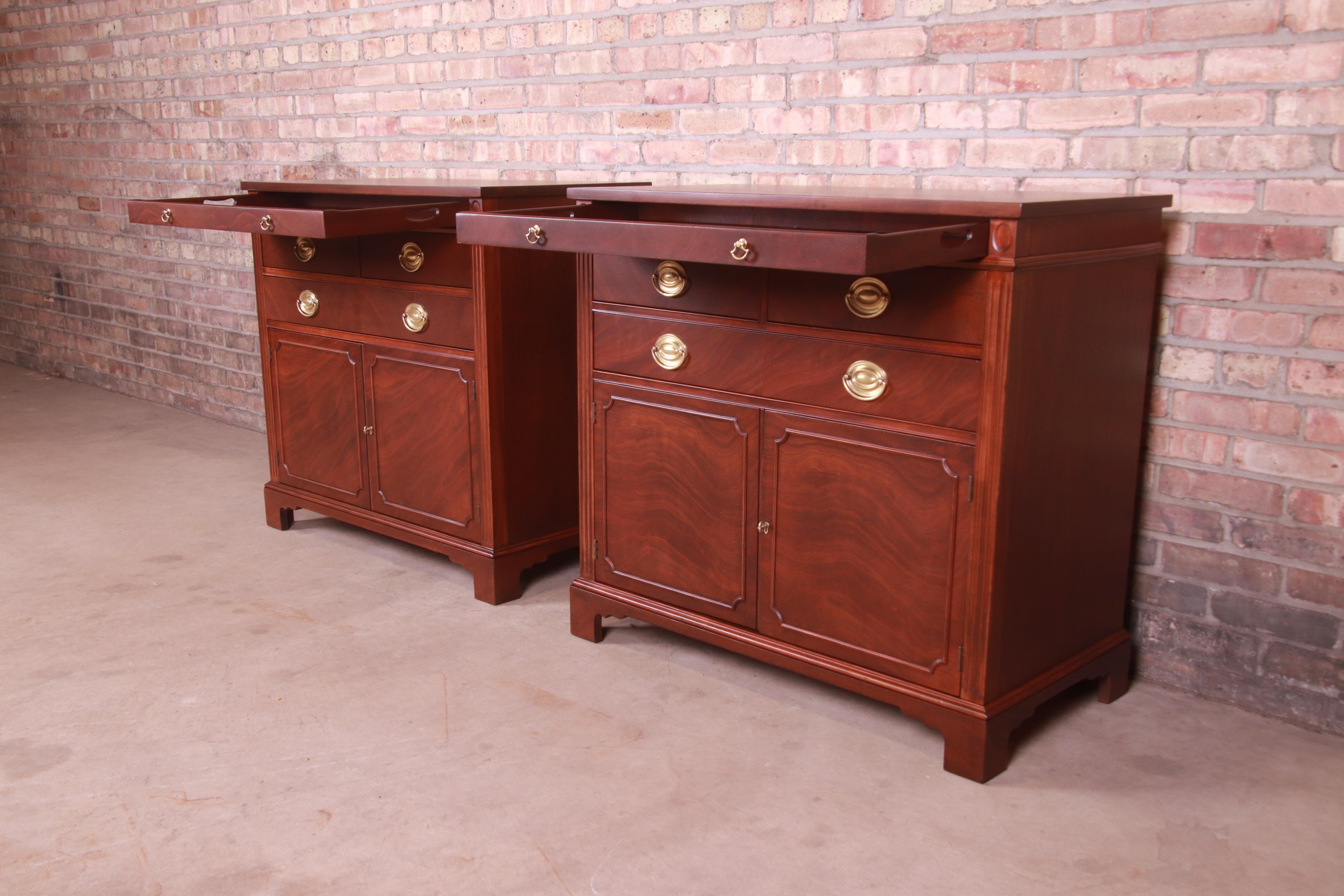 Drexel Georgian Mahogany Bar Cabinets, Newly Refinished 1