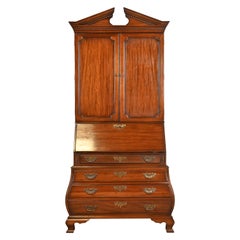 Drexel Georgian Mahogany Bombe Form Bureau With Drop Front Secretary Desk