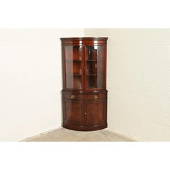 Drexel Georgian Mahogany Bow Front Corner Cabinet, 1950s