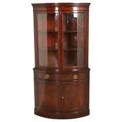 Drexel Georgian Mahogany Bow Front Corner Cabinet, 1950s