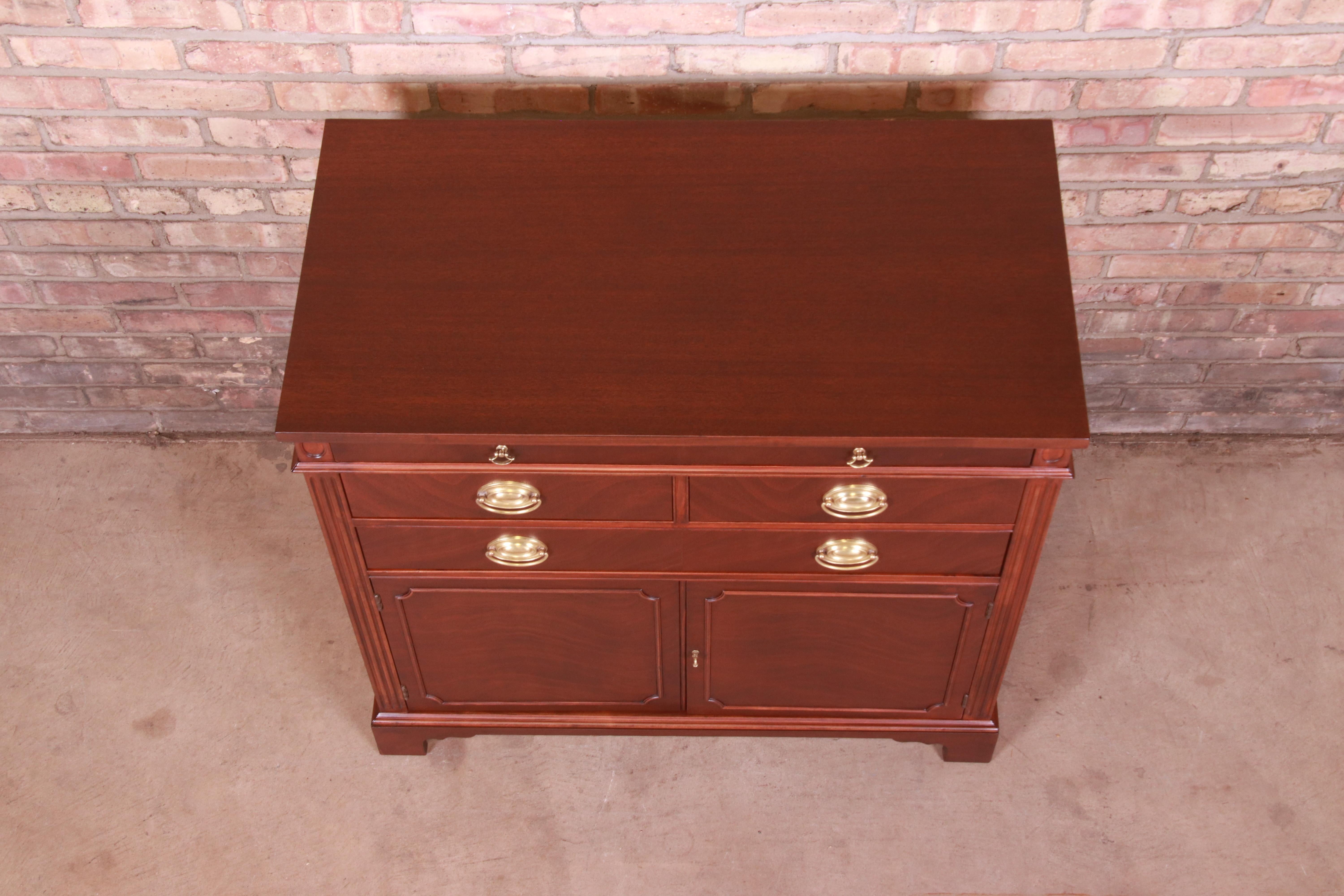 Drexel Georgian Mahogany Buffet Server or Bar Cabinet, Newly Refinished 7