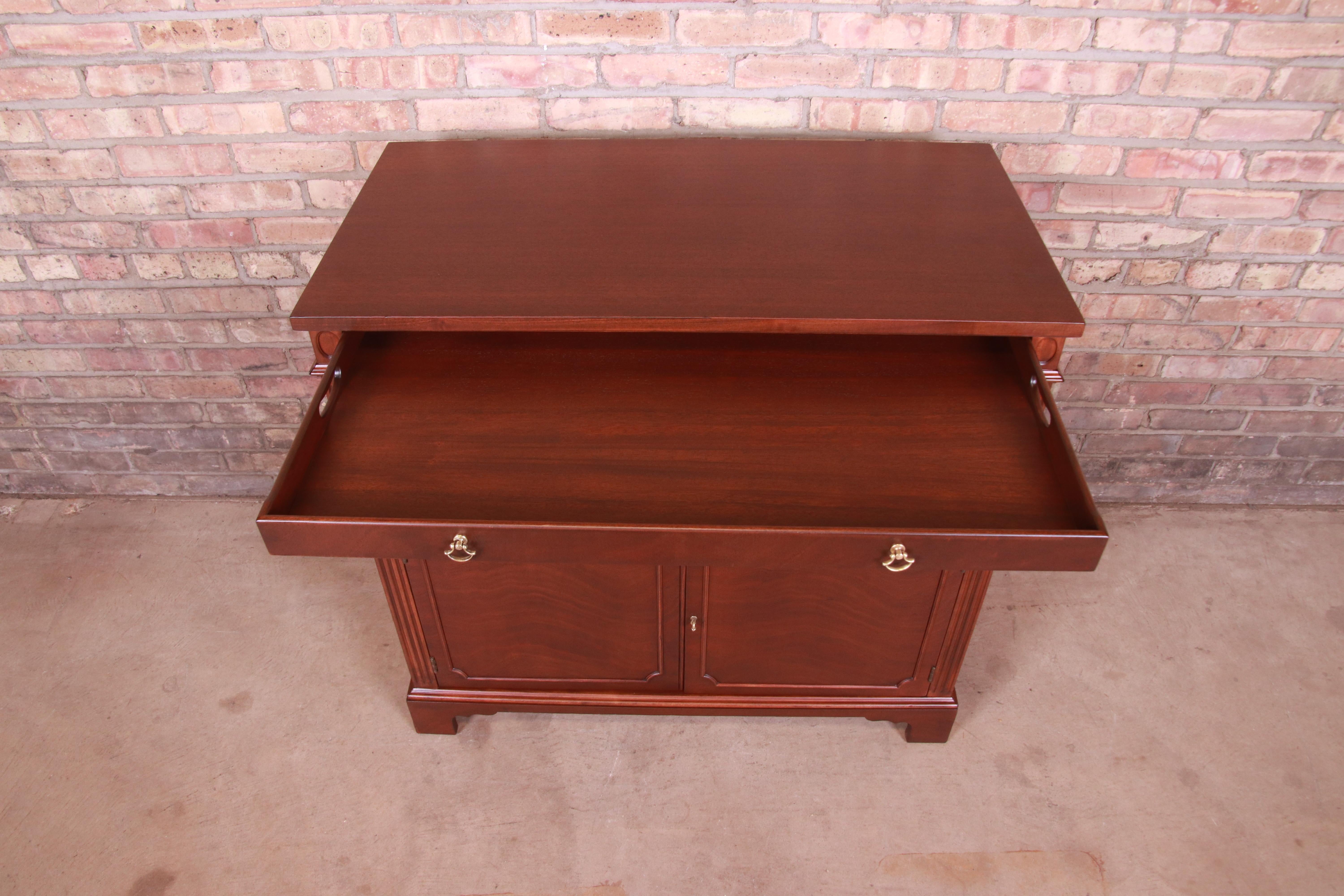 Drexel Georgian Mahogany Buffet Server or Bar Cabinet, Newly Refinished 2