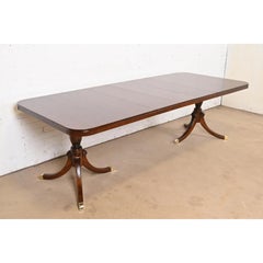 Drexel Georgian Mahogany Double Pedestal Extension Dining Table, Refinished