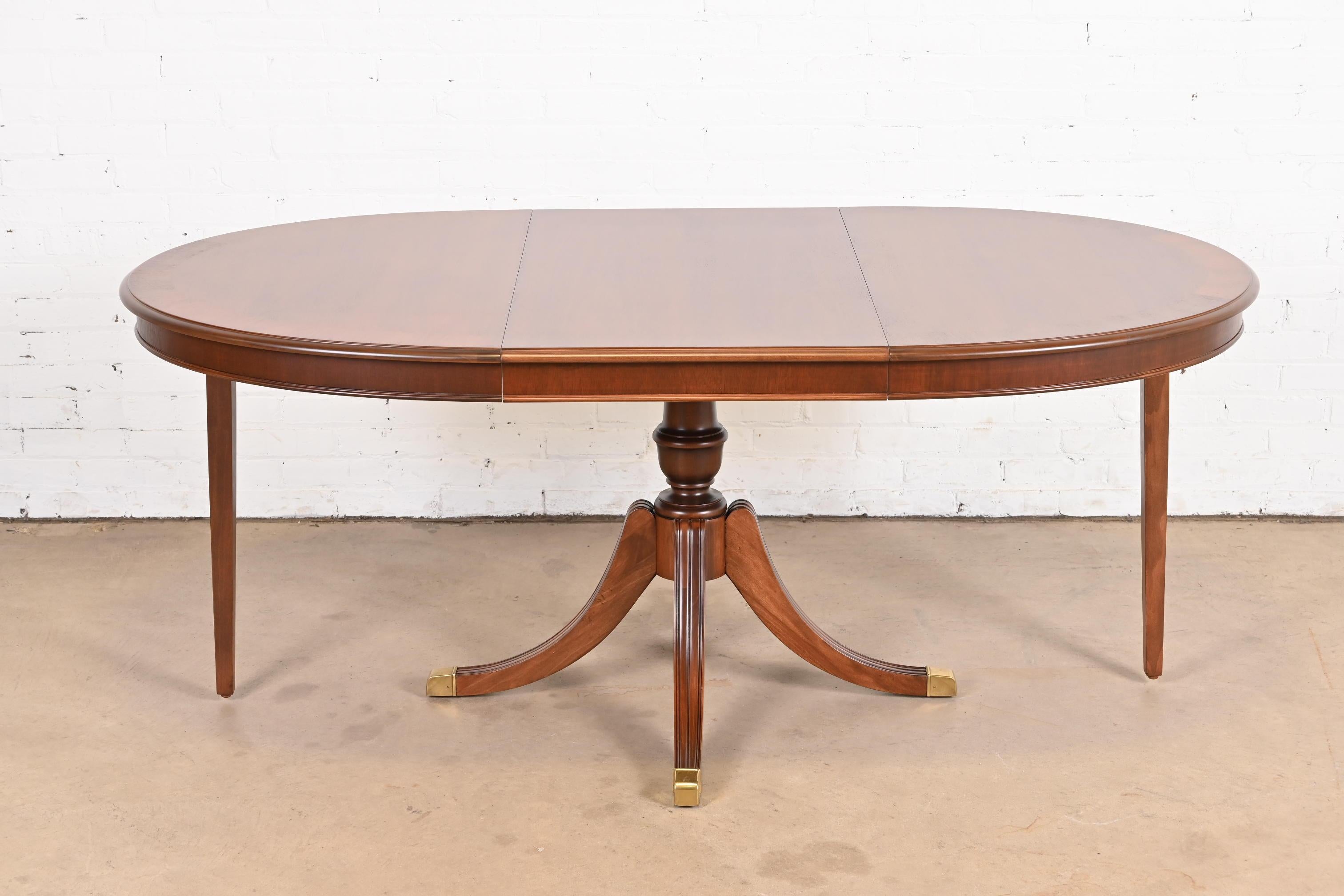 Drexel Georgian Mahogany Pedestal Extension Dining Table, Newly Refinished 8