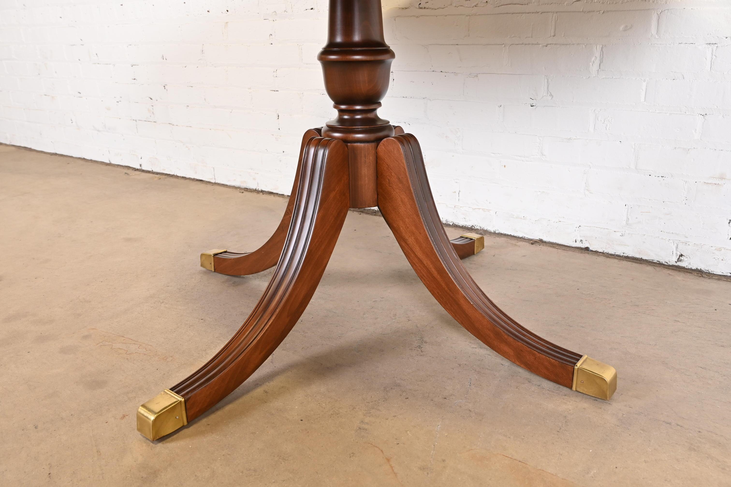 Drexel Georgian Mahogany Pedestal Extension Dining Table, Newly Refinished 1