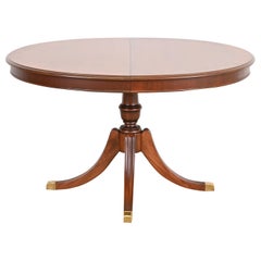 Drexel Georgian Mahogany Pedestal Extension Dining Table, Newly Refinished