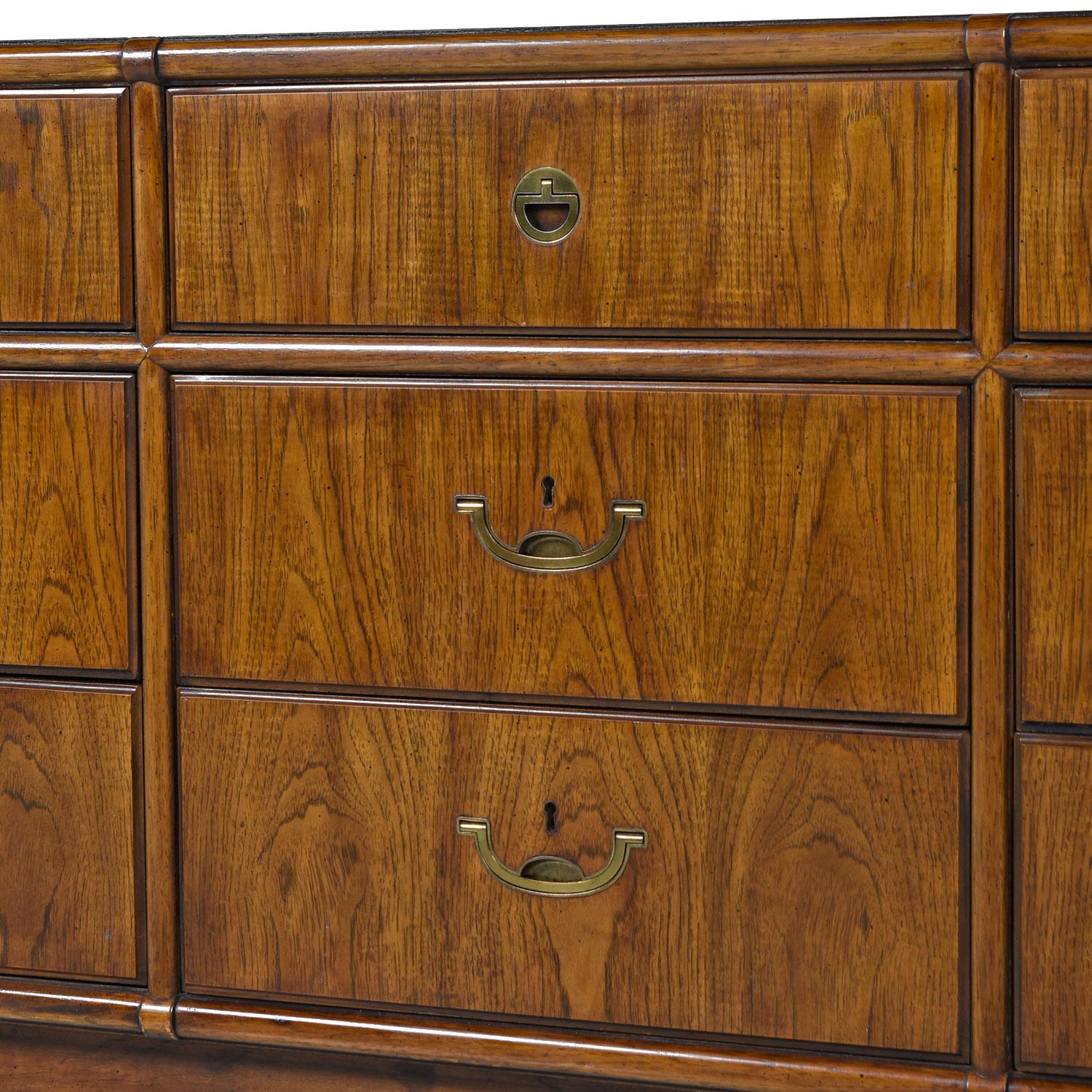 Drexel Heritage Accolade Campaign Style Brass Accent Dresser Chest