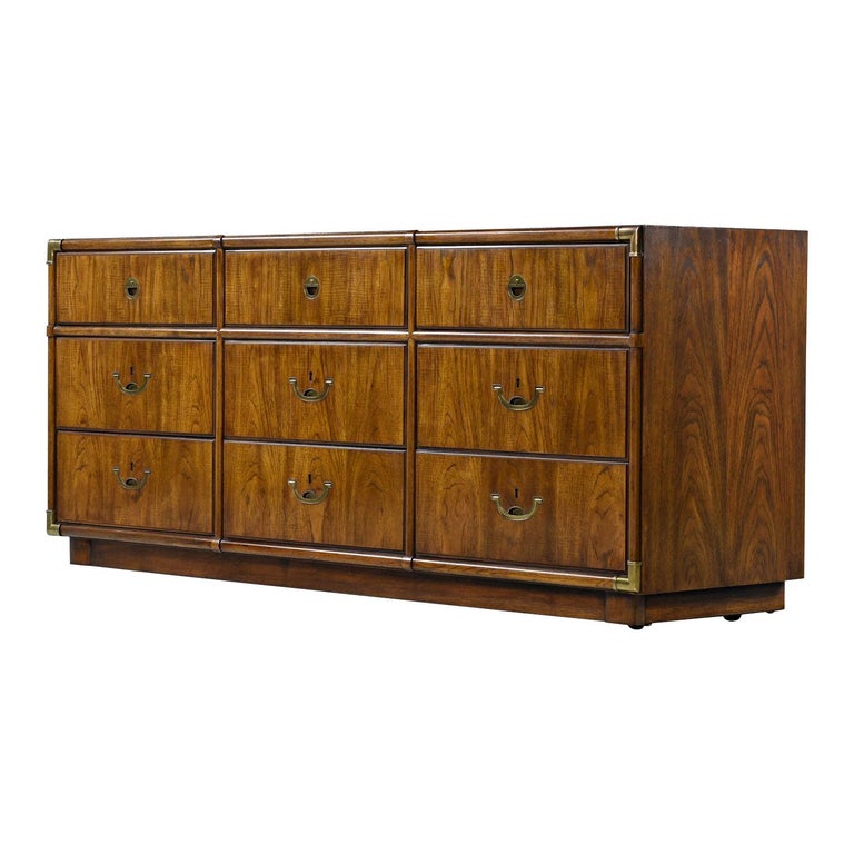 Drexel Heritage Accolade Campaign Style Brass Accent Dresser Chest