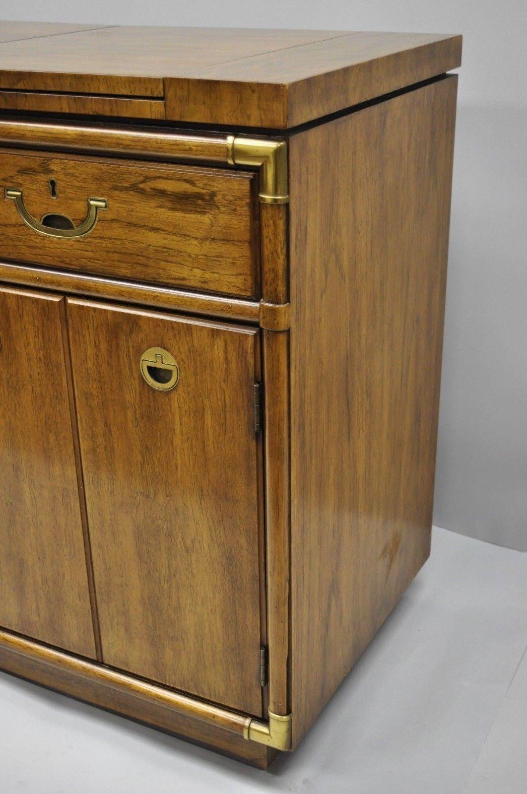 20th Century Drexel Heritage Accolade Campaign Style Flip-Top Bar Buffet Server Cabinet